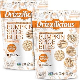 Mini Flavored Rice Cakes - Rice Crisps, Healthy Snack for Adults and Kids, Vegan, Gluten Free Snack, Only 90 Calories Per 21 Pieces - Pumpkin Spice - 4 oz (Pack of 2)