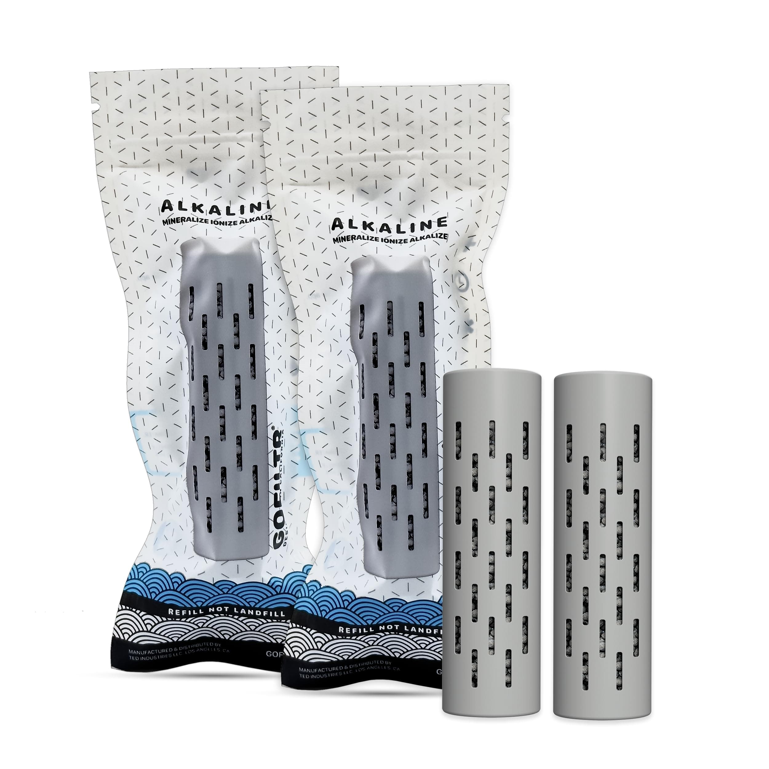 GOFILTR Alkaline Water Infuser (Original 2 Pack) 9.5 pH + Electrolytes for Any Water Bottle/Small Pitcher, 750 Refills / 3 Months, 2 Ionized Mineral Water Infusers