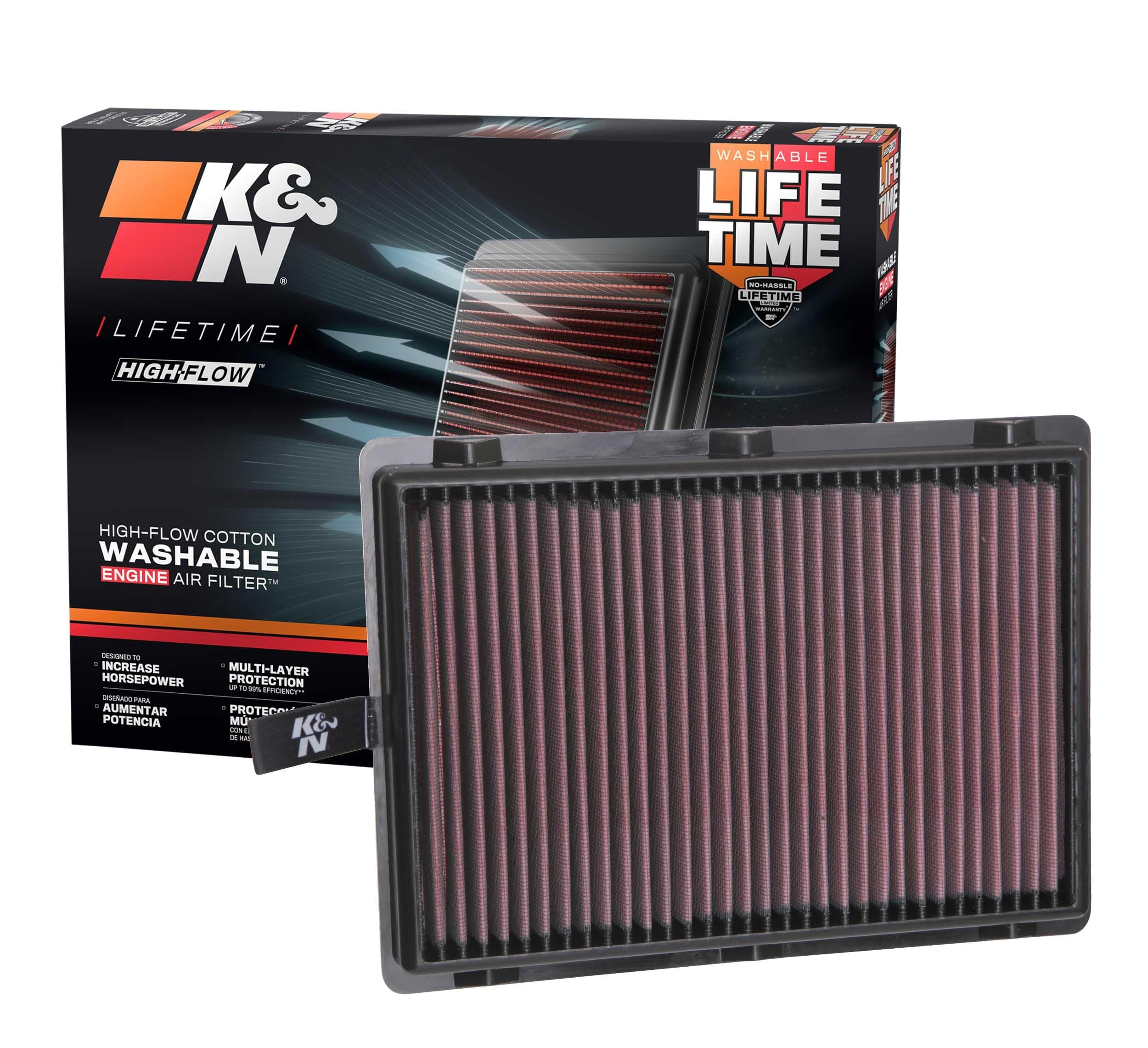 K&N Engine Air Filter: High Performance, Premium, Washable, Replacement Filter: Compatible with 2015-20 KIA Sorento, 2020 KIA Telluride, 2017-18 HYUNDAI Sante Fe Sport, 2020 HYUNDAI Palisade 33-5075