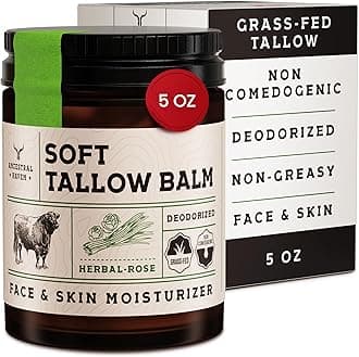 Beef Tallow for Skin - Tallow And Herbal Balm For Face - Gift Ready Box - Tallow Face Moisturizer - Tallow Balm - Grass Fed Tallow Face Cream Lotion (5.0 Oz, Herbal-Rose)