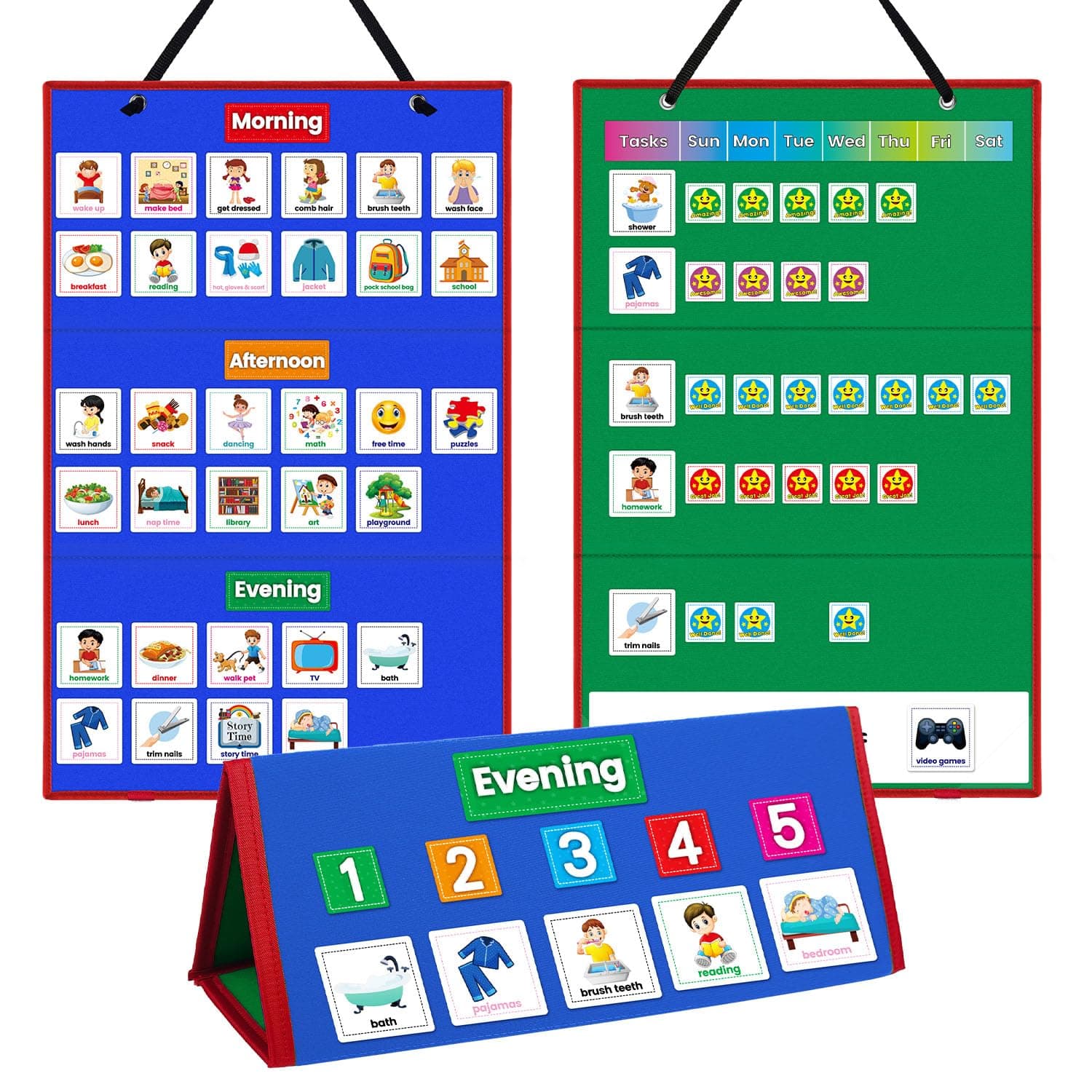 Visual Schedule Daily Activity Chart for Kids-Behavior Chore Chart for Toddler at Home & School- Daily Routine Chart Autism Learning Material
