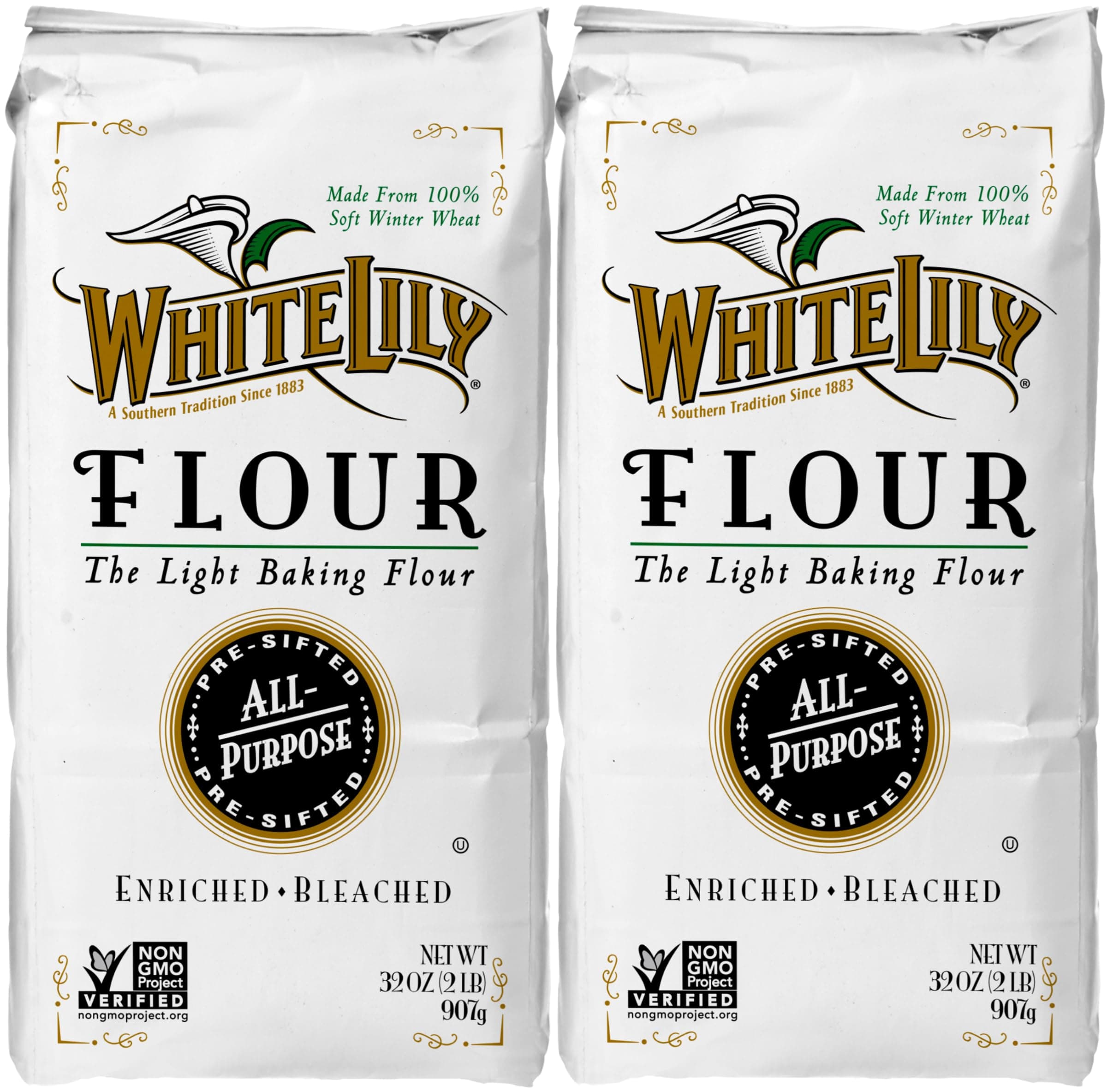 White Lily All-Purpose Bleached Wheat Flour 2 lb. (2-Pack) by White Lily