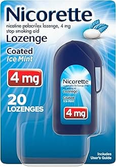 Nicorette 4 mg Coated Nicotine Lozenges to Help Quit Smoking - Ice Mint Flavored Stop Smoking Aid, 20 Count