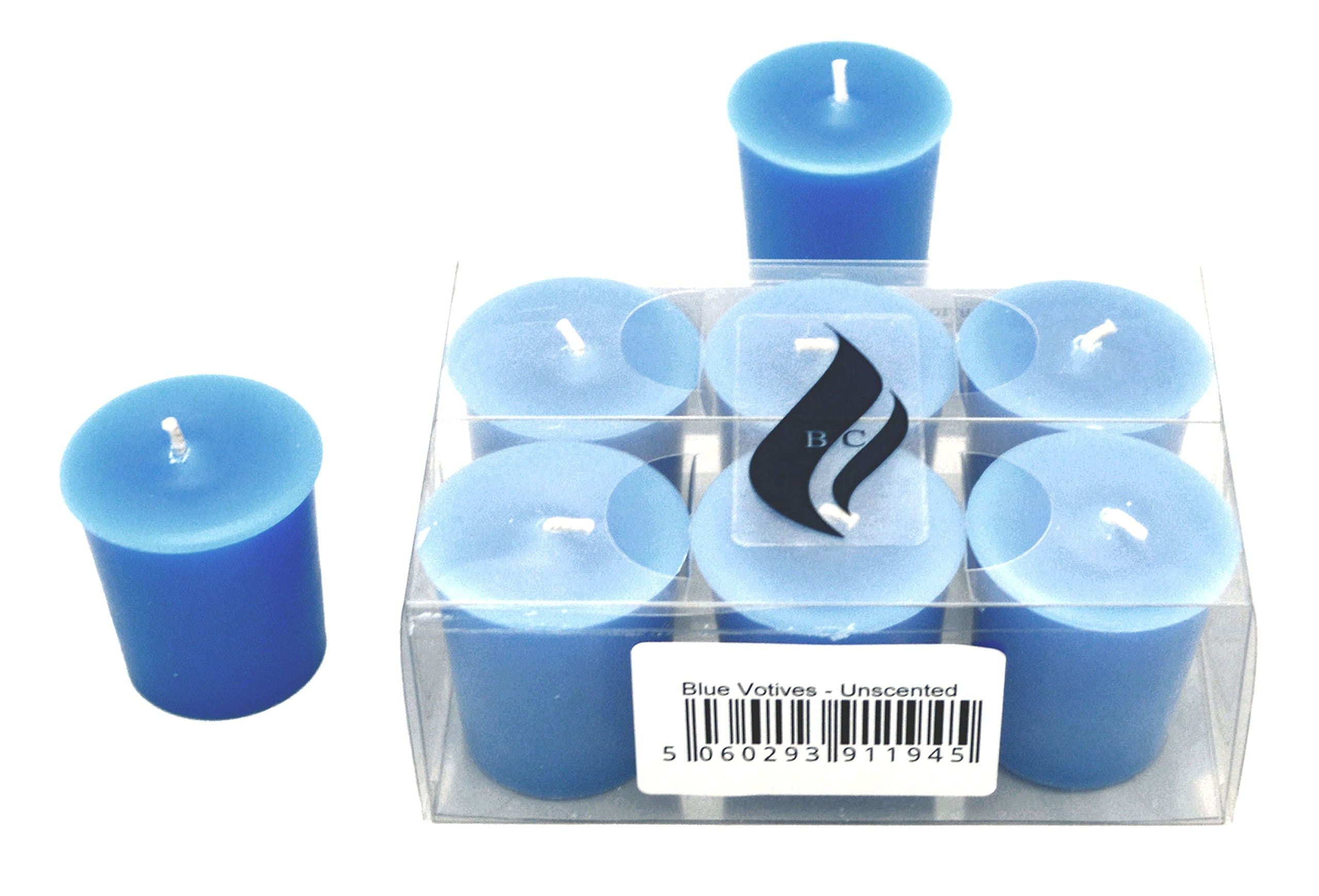 6 x Votive Candles - Unscented (Blue)