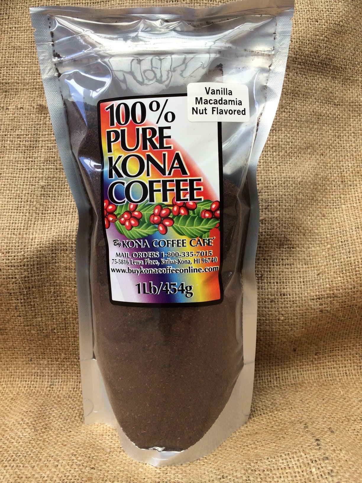 Kona Coffee Ground, Vanilla Mac-nut Flavored - 1 Pound