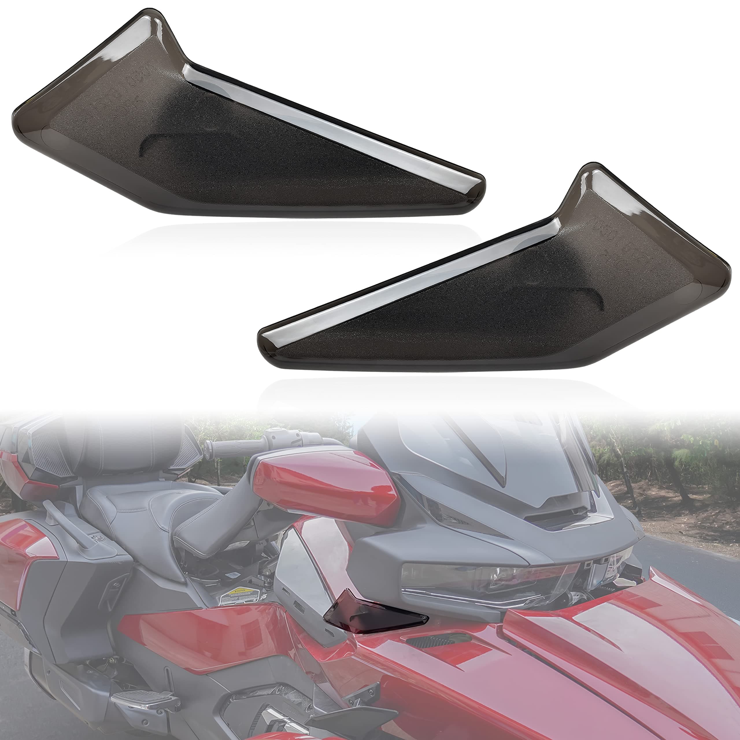 SAUTVS Adjustable Side Air Deflectors for Can Am Spyder RT 20-25, Side Windshields Wind Deflectors Wings Windscreens for Can-Am Spyder RT 2020-2025 Accessories (2PCS, Replace #219401040)