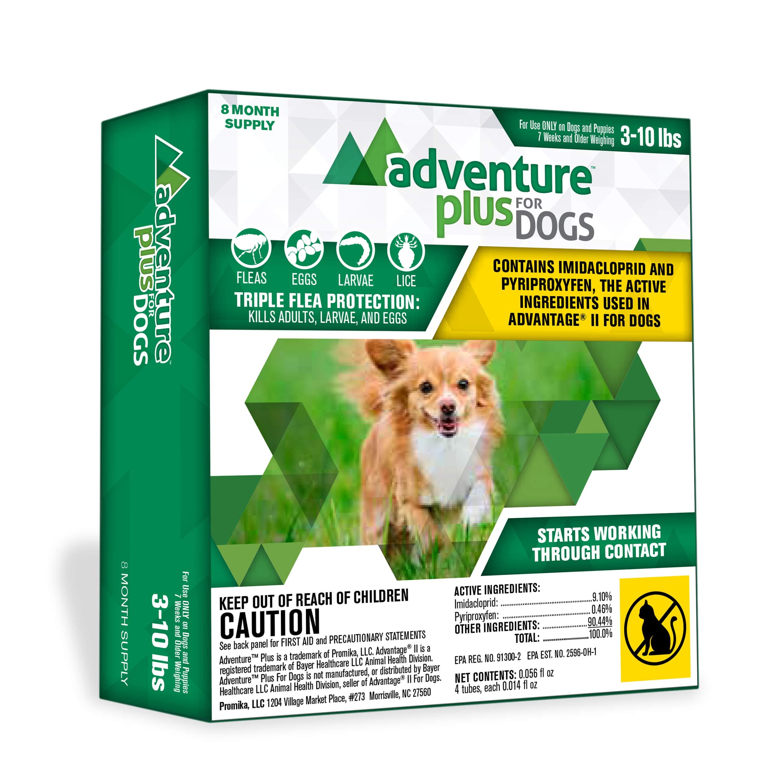 Adventure Plus Flea Prevention for Dogs, Topical Flea Treatment and Control (Pack of 8, Small (3-10 lb))