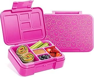 Simple ModernBento Lunch Box for Kids | BPA Free, Leakproof, Dishwasher Safe | Lunch Container for Girls and Boys, Toddlers | Porter Collection | 5 Compartments | Happy Days