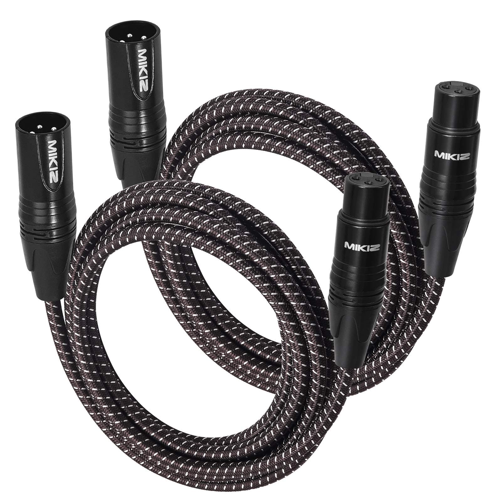 2-Pack Short XLR Cables Braided