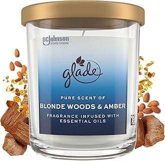 Candle Jar, Large Candle Infused with Essential Oils, Air Freshener for Home Decor, Blonde Woods & Amber, 16oz