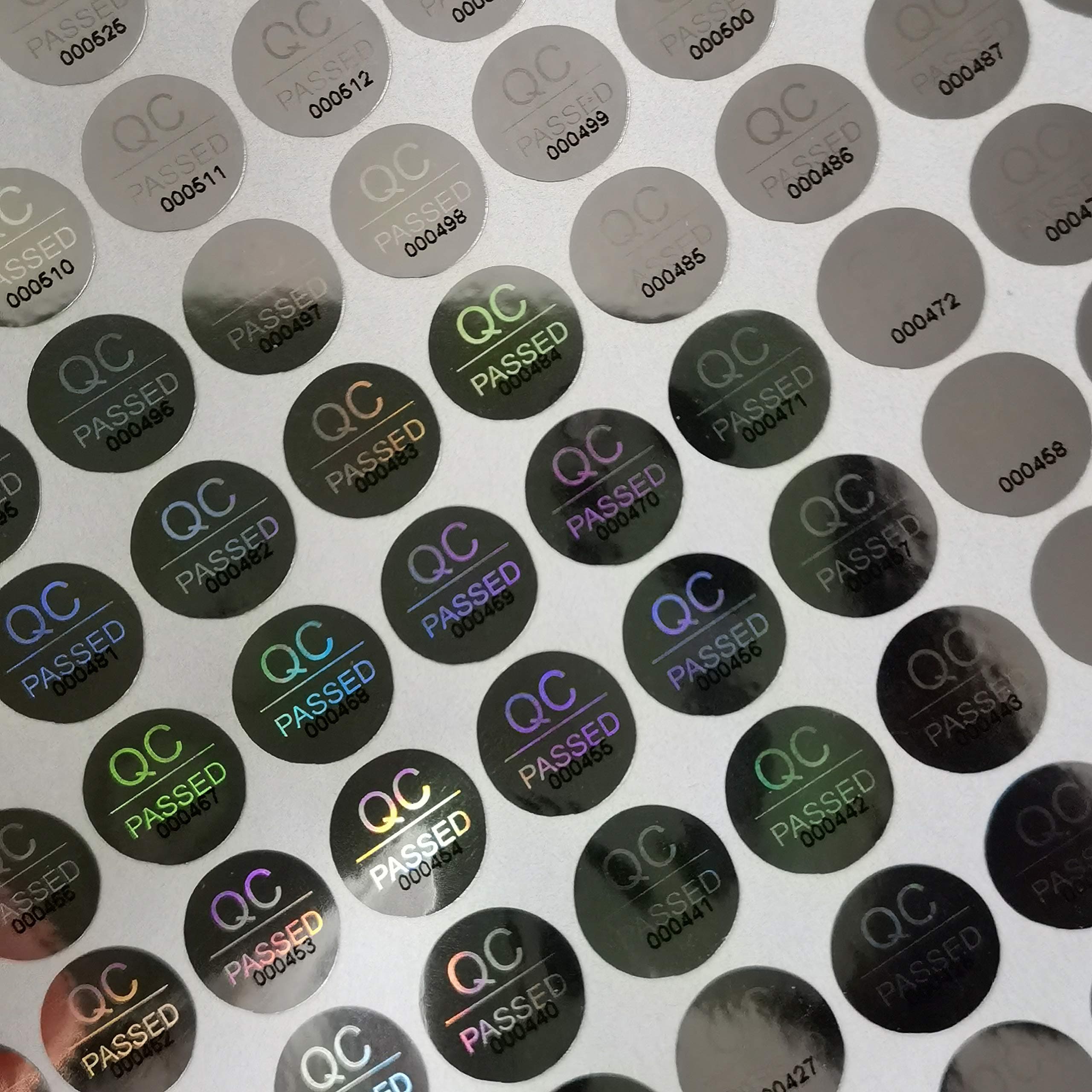 1000 Pcs 0.39 inch Silver High Security Tamper Evident Warranty Void QC Passed Hologram Labels/Stickers w/Unique Sequential Serial Numbering