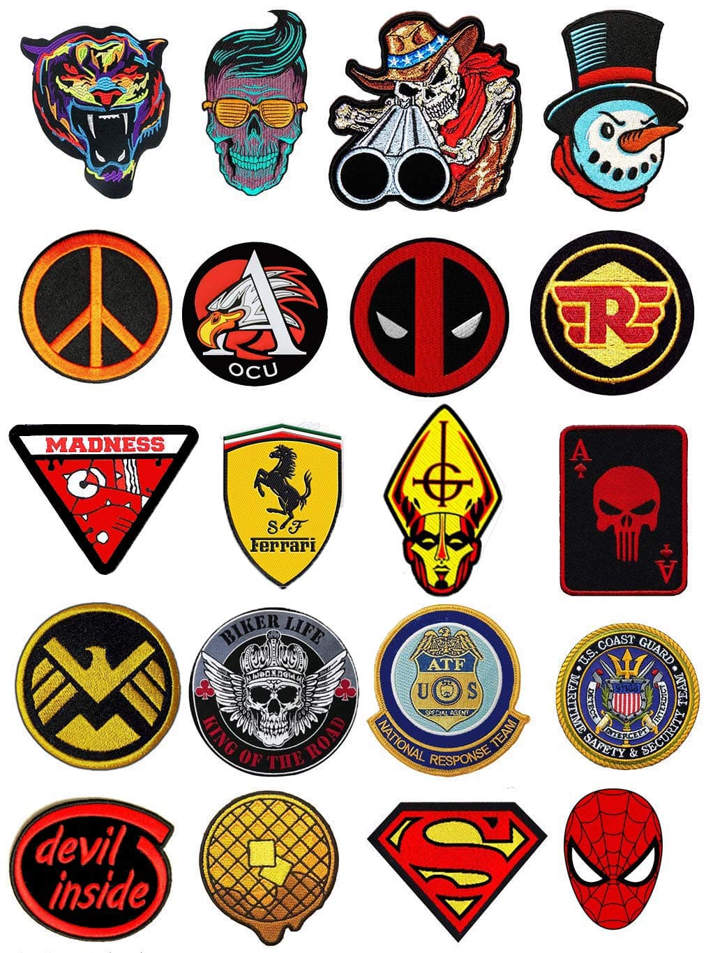 LAZYCHUNKS Polyester Iron-on Cloth Fabric Printed T-Shirt Thinnest Patches for Jackets, Top, Hats,Bags, Multicolored Design, 20 Pieces