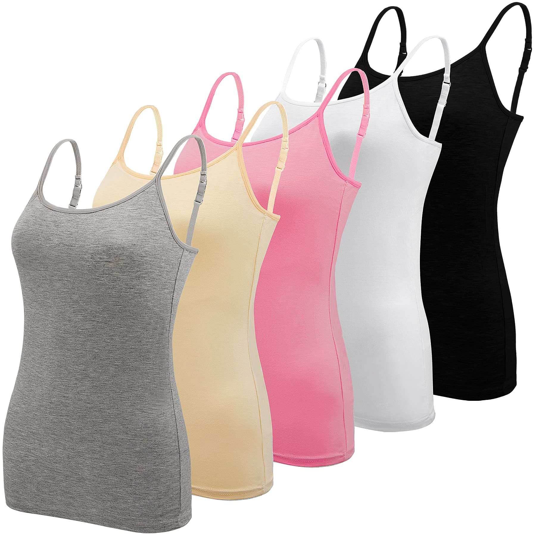 5 Pieces Basic Camisole Adjustable Strap Vest Top for Women and Girl
