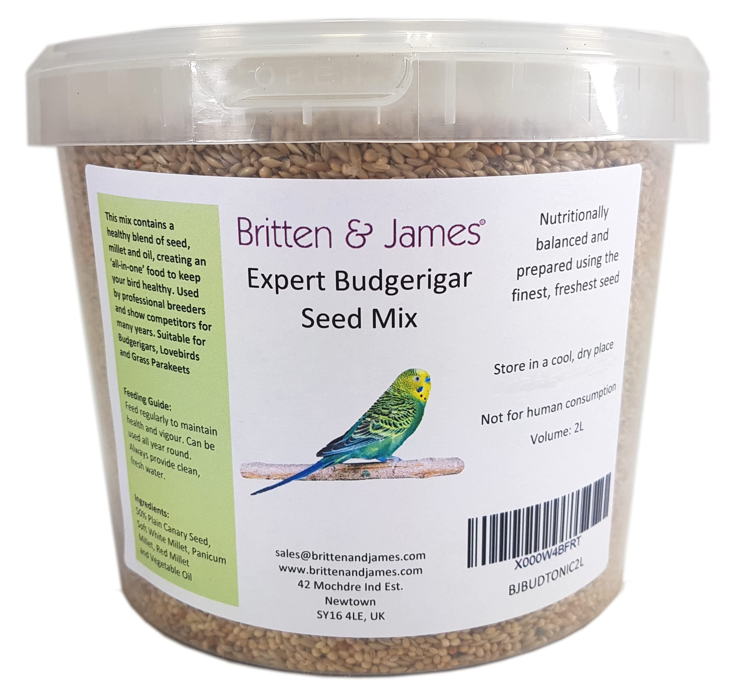 Britten & James Premium Food Mix for Budgies 2L Tub (1.8kg)