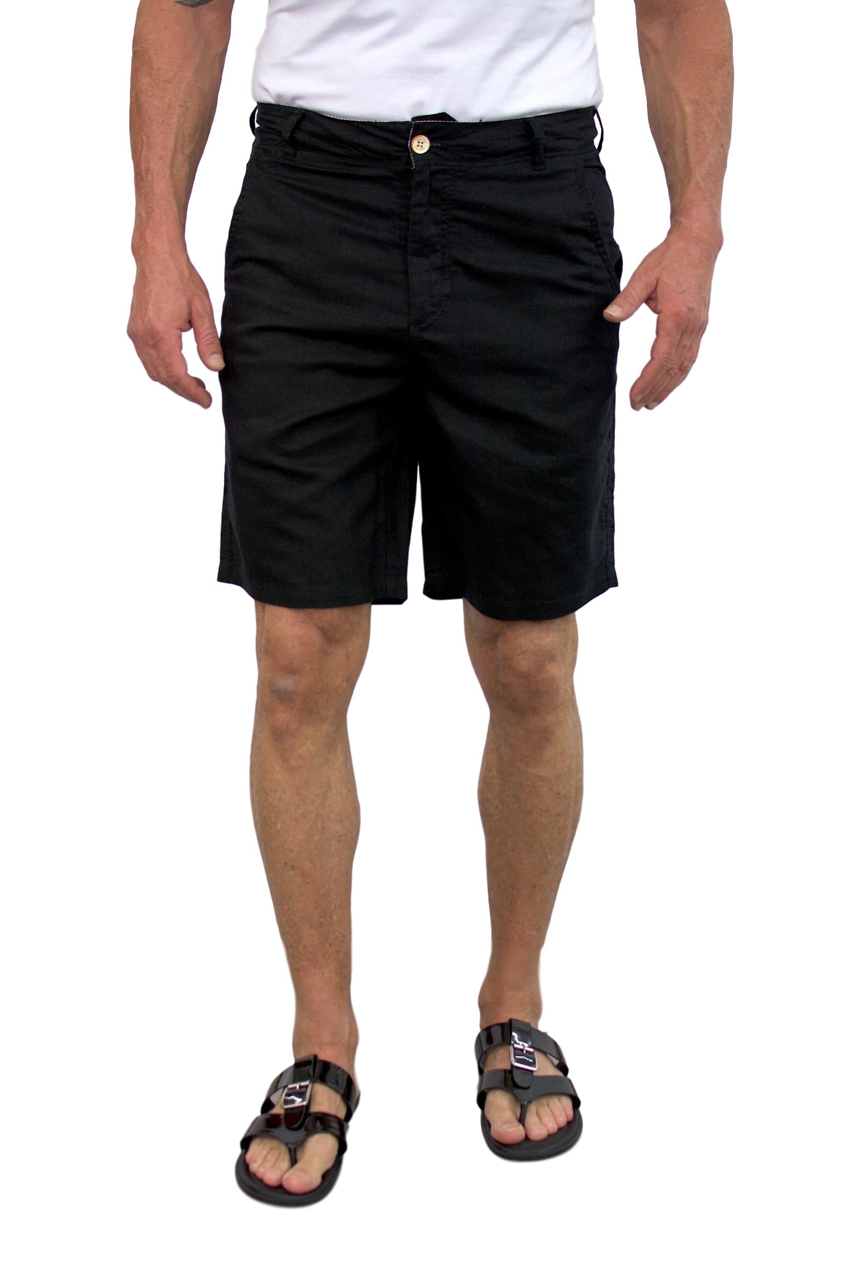 short fin Men's Linen Flat Front Walking Shorts