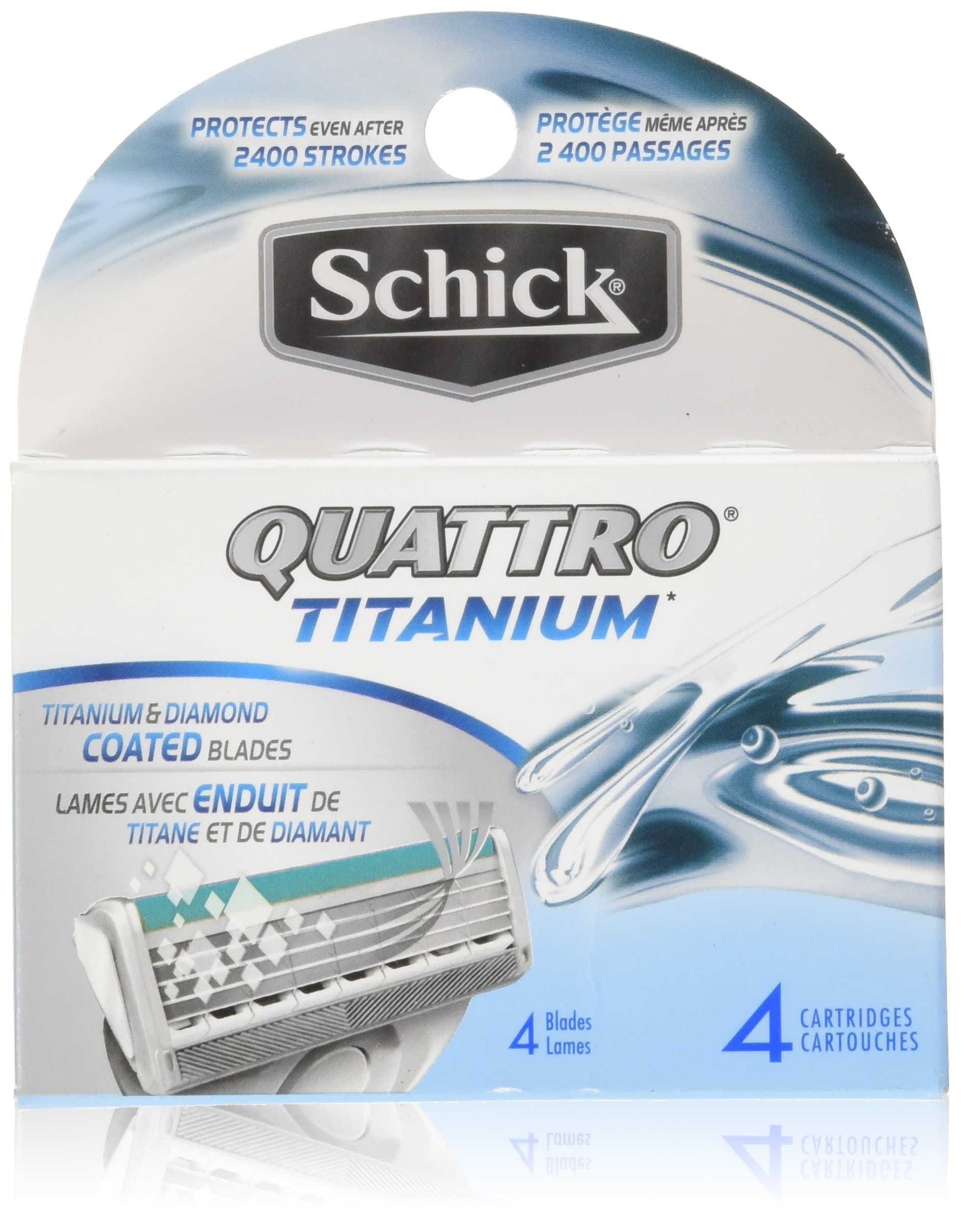 Schick Quattro Titanium Razor Blade Refills for Men - 4 Count (Pack of 2)