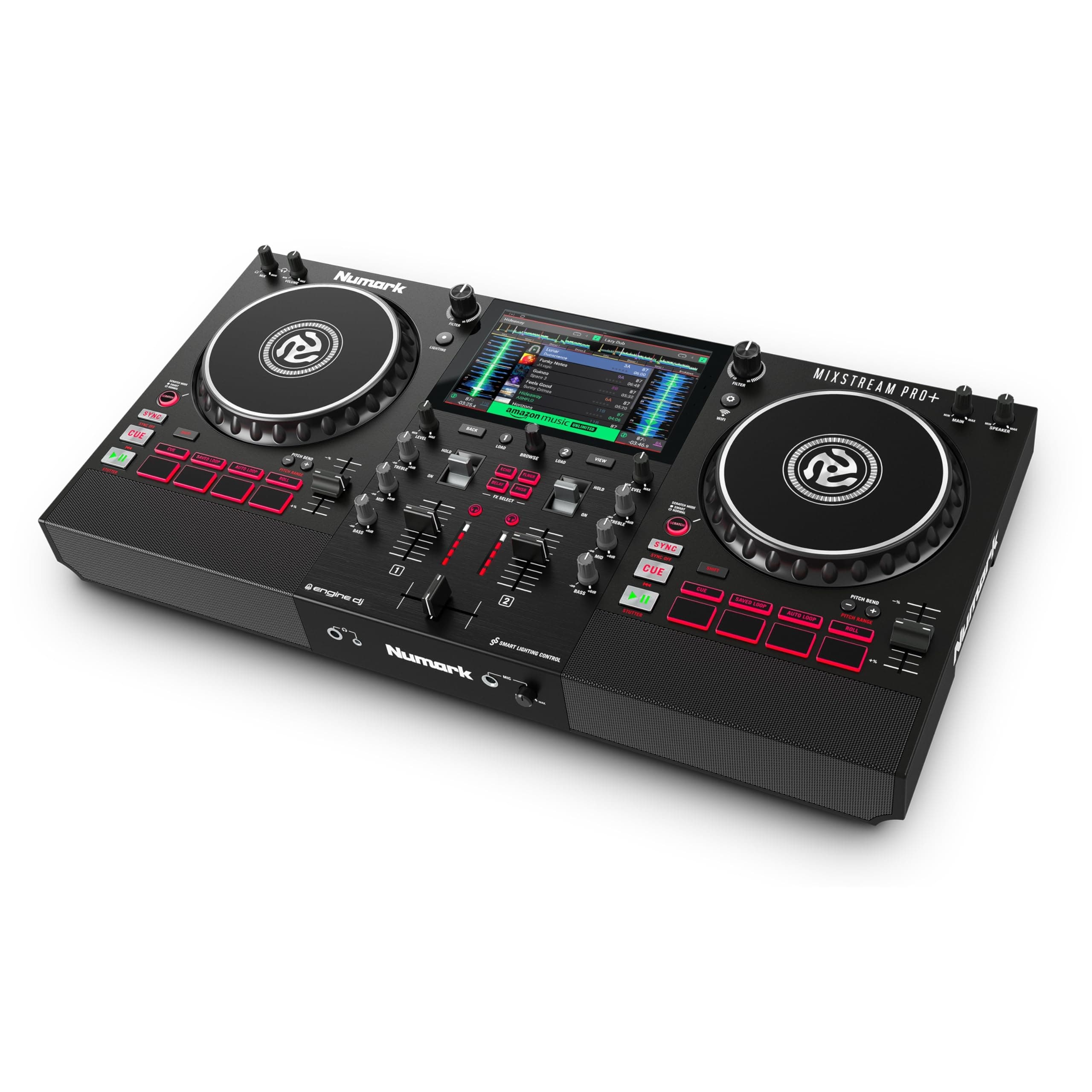 Mixstream Pro+ Standalone DJ Controller, Amazon Music Unlimited Streaming, Mixer, Touchscreen, WiFi, Speakers, Works with Serato and Virtual DJ