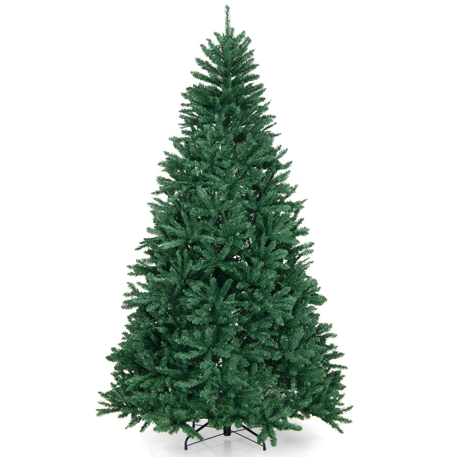 COSTWAY6FT/7.5 FT Christmas Tree, Hinged Full Tree with Lush Branch Tips and Folding Metal Stand, Artificial Xmas Trees for Indoor Outdoor Decor(Green,7.5 FT)