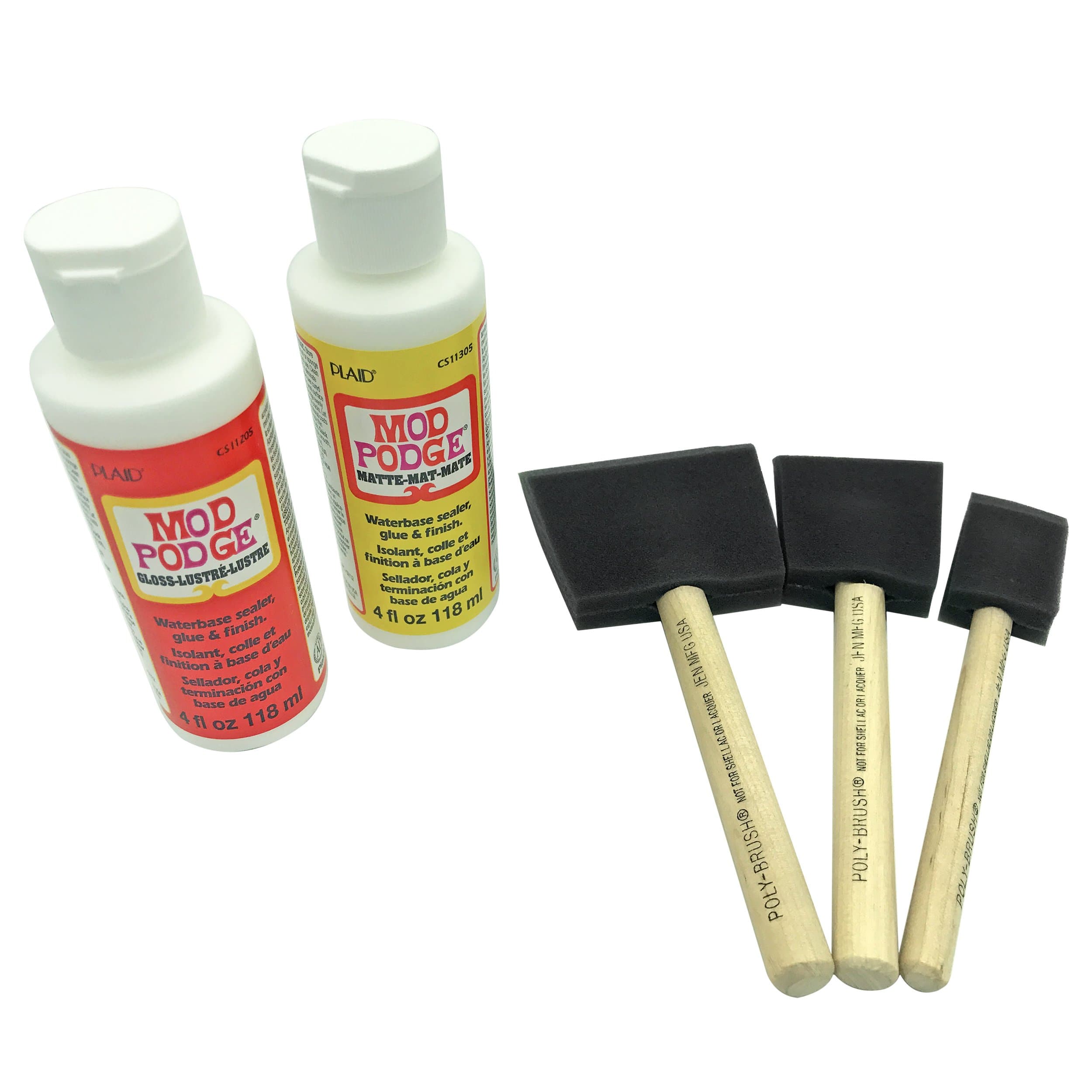 Mod Podge Gloss and Matte Starter Bundle Kit w/Poly Foam Brushes for Arts and Crafts Projects