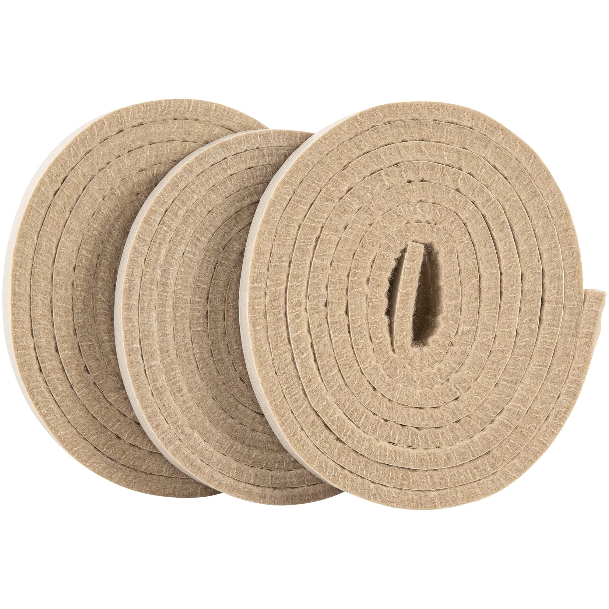 SoftTouch 1/2" x 60" Heavy-Duty Self-Stick Felt Furniture Strip Roll - Protect Surfaces from Scratches & Damage, Beige (3 Pack)