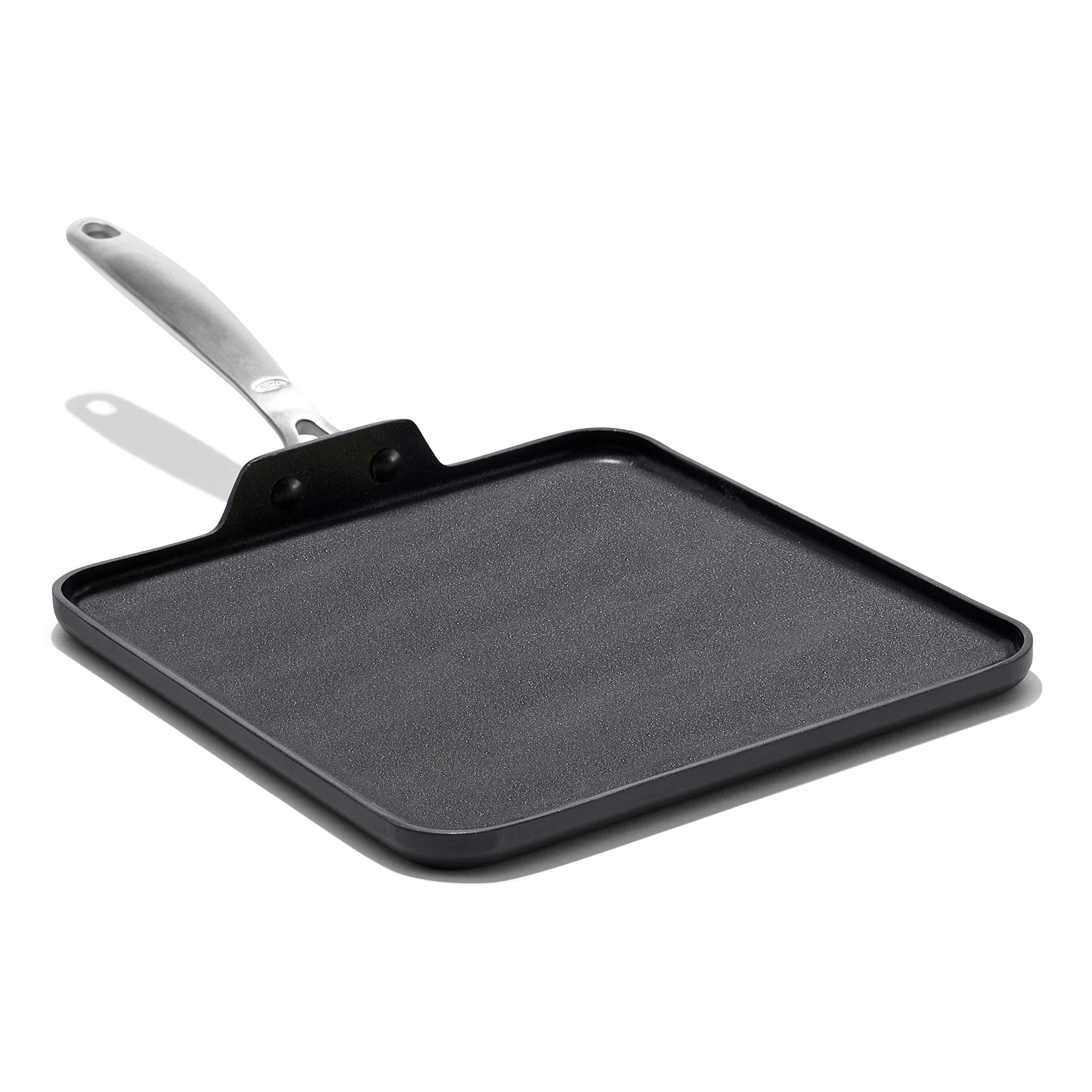 Enhanced 11" Griddle Pan, PFAS-Free Ceramic Nonstick, Durable Hard Anodized Cookware, Scratch Resistant, Stainless Steel Handle, Good Grips, Dishwasher Safe, Oven safe, Black