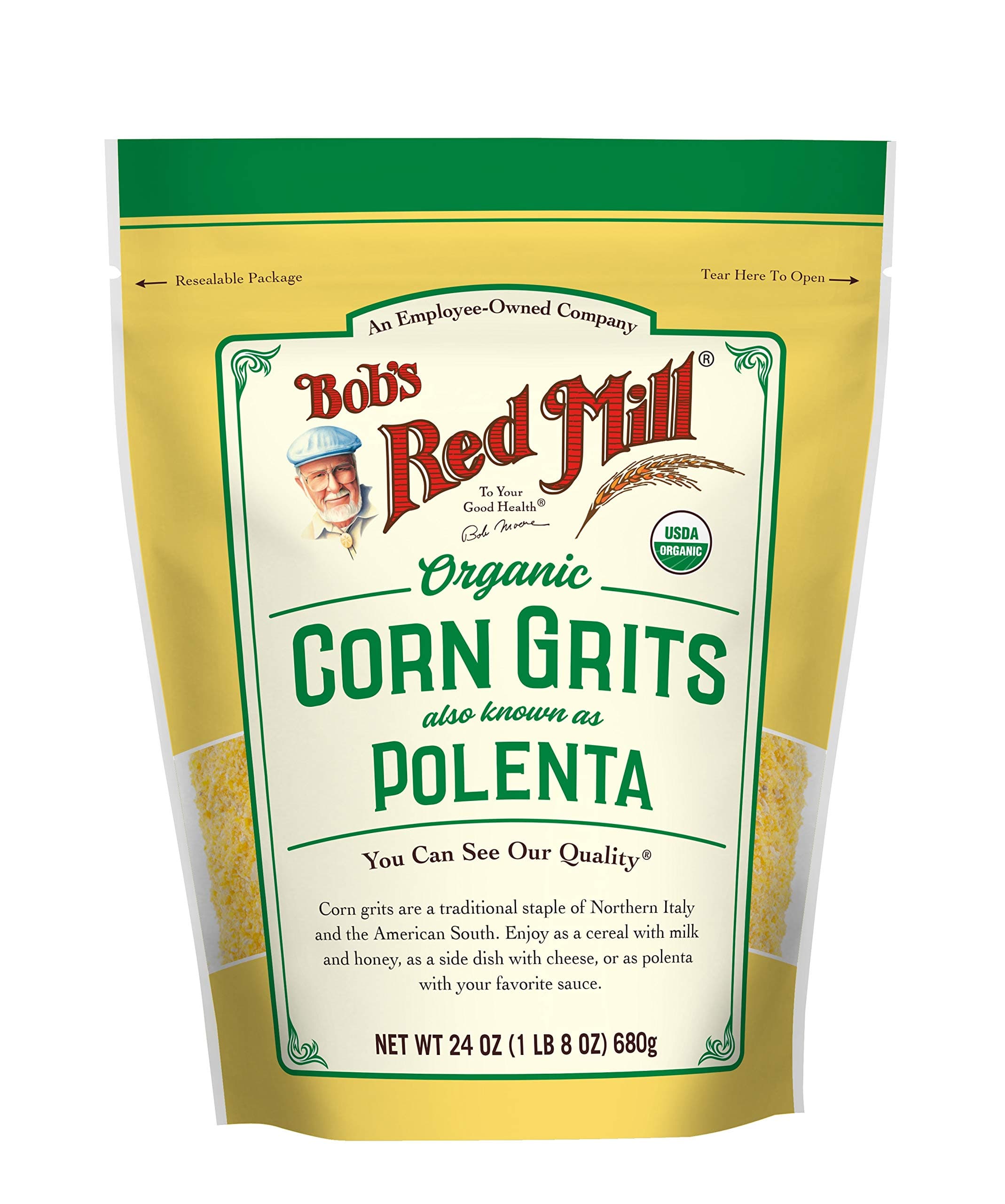 Organic Corn Grits / Polenta, 24oz (Pack of 1) - Vegan, Kosher