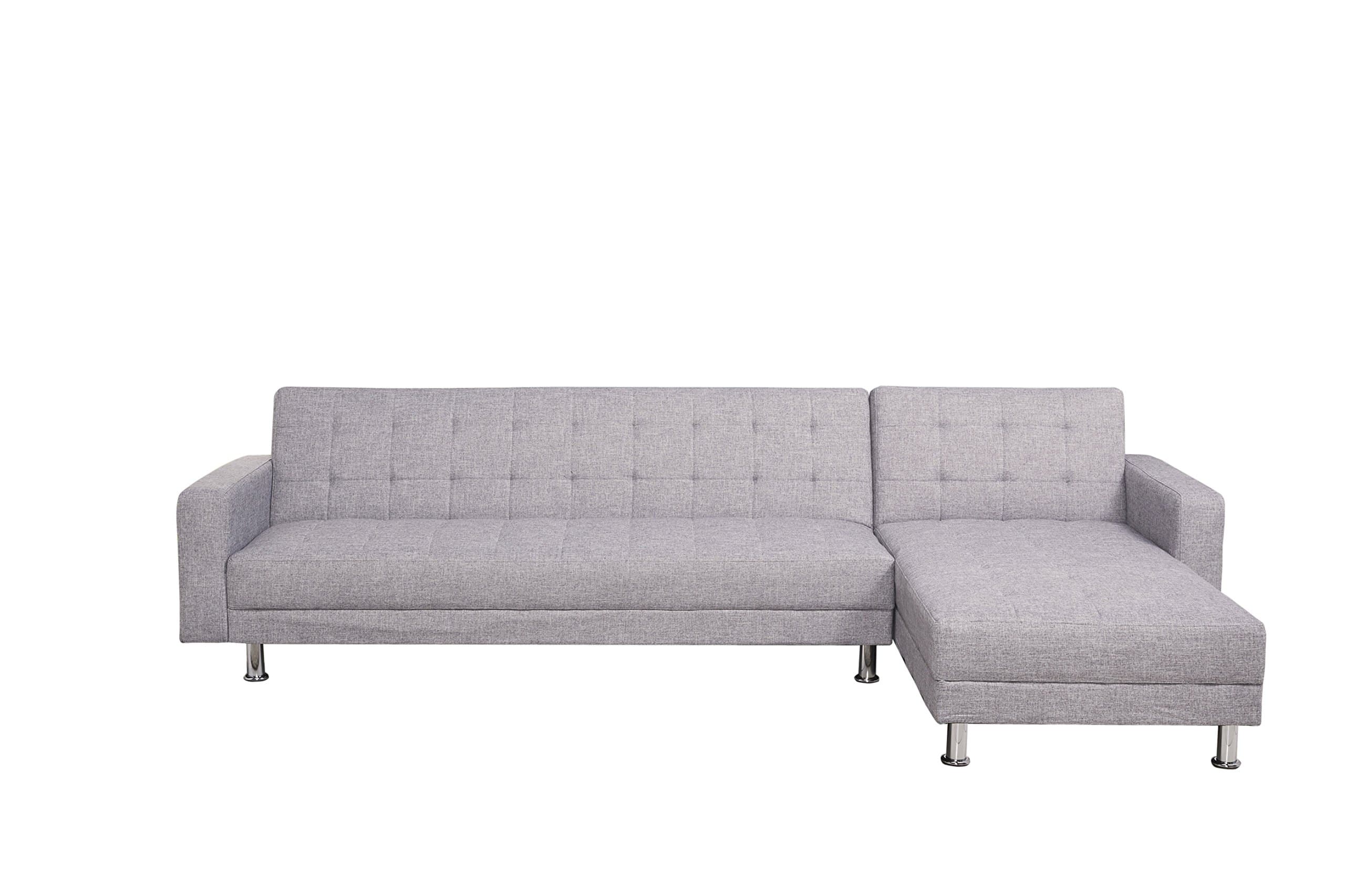 Barcelona Sofa Bed Sectional with Chaise, Light Gray