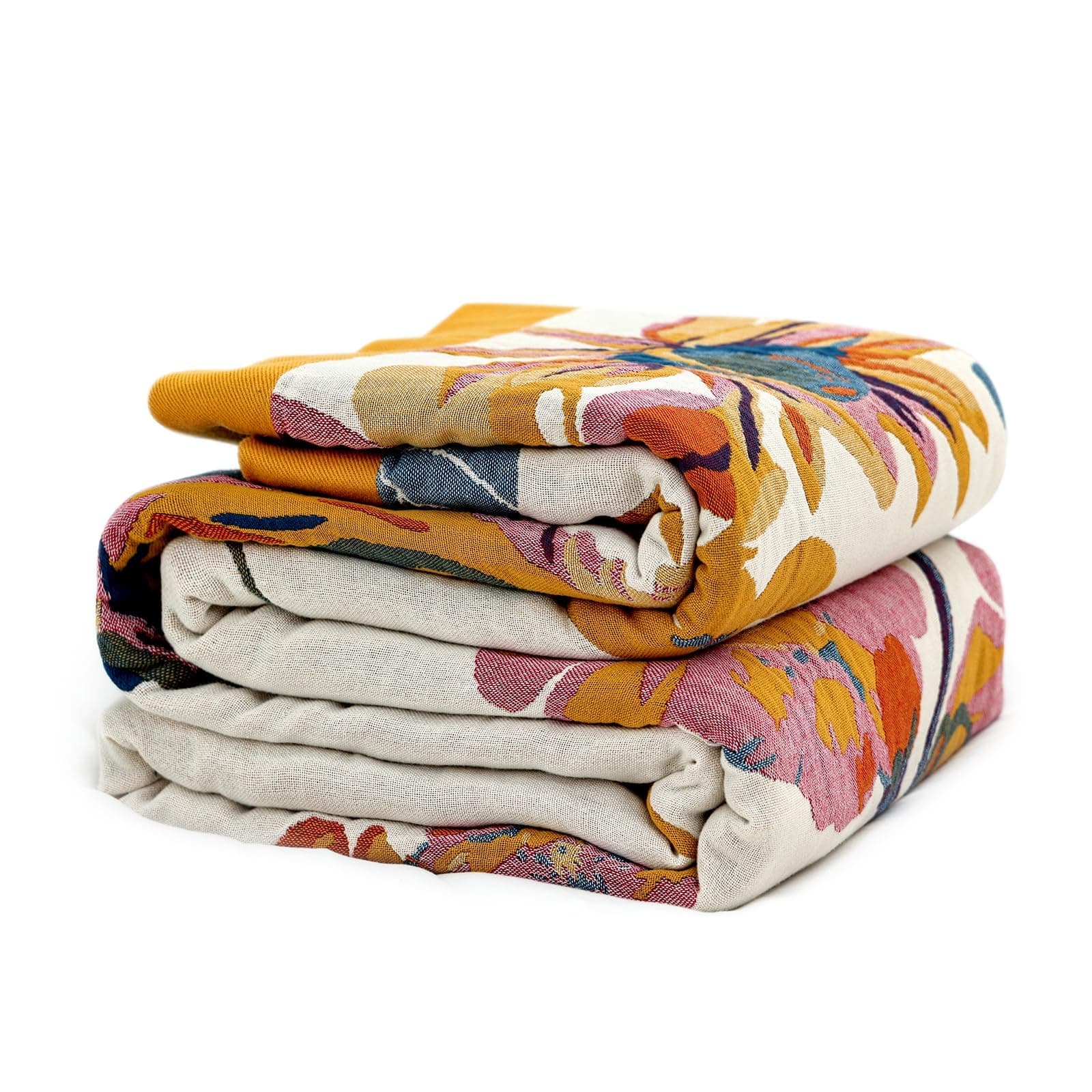 Queen Throw Blanket for Bed 100% Cotton Boho Breathable Soft Quilt Butterfly and Floral Double Embroidery Lightweight Spring Blanket Bedspread,90"x90" All Season Blankets for Bedding Couch Room Decor