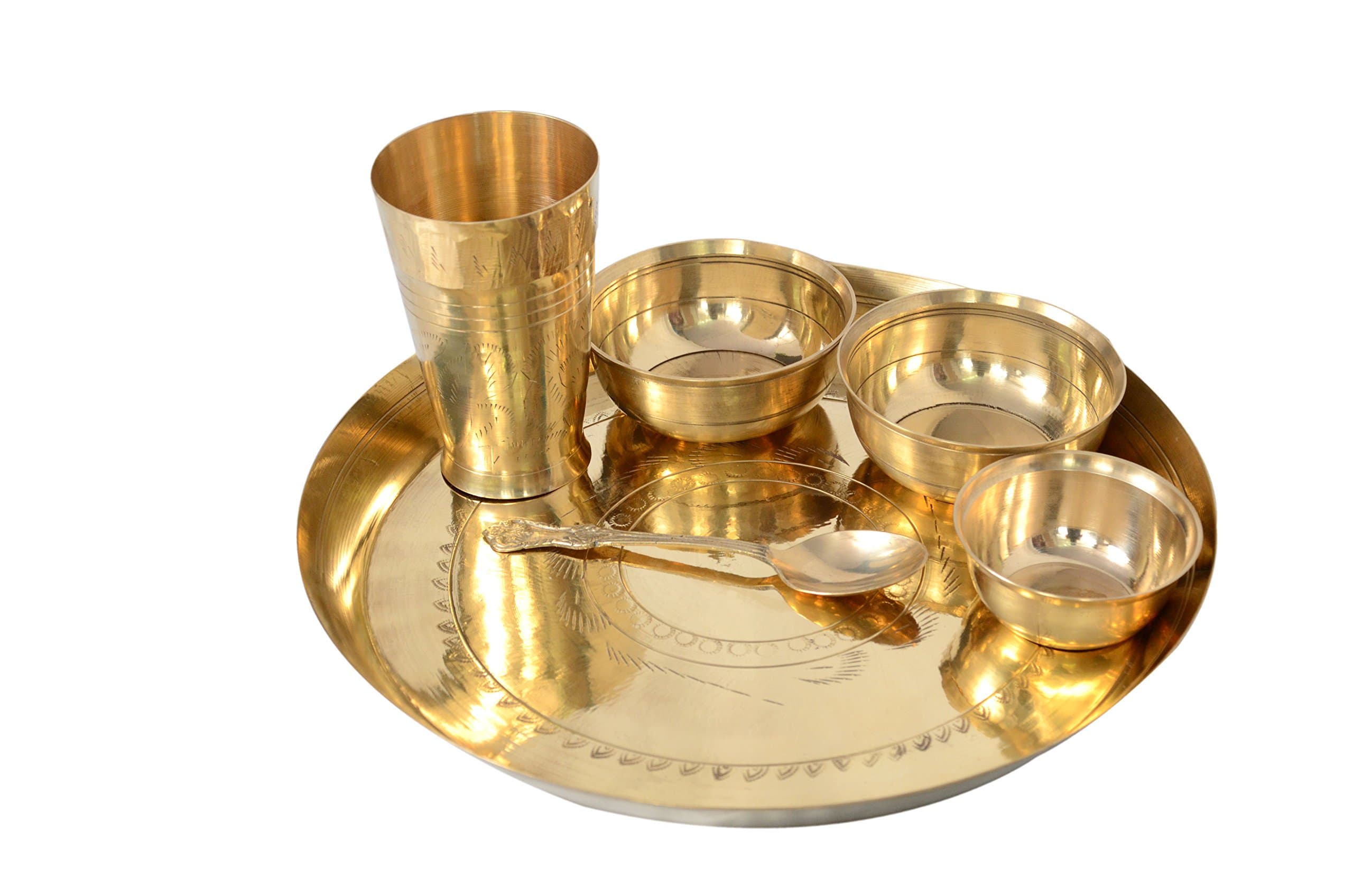 SPM Bronze Dinner Thali Set - 6 Pieces, Gold