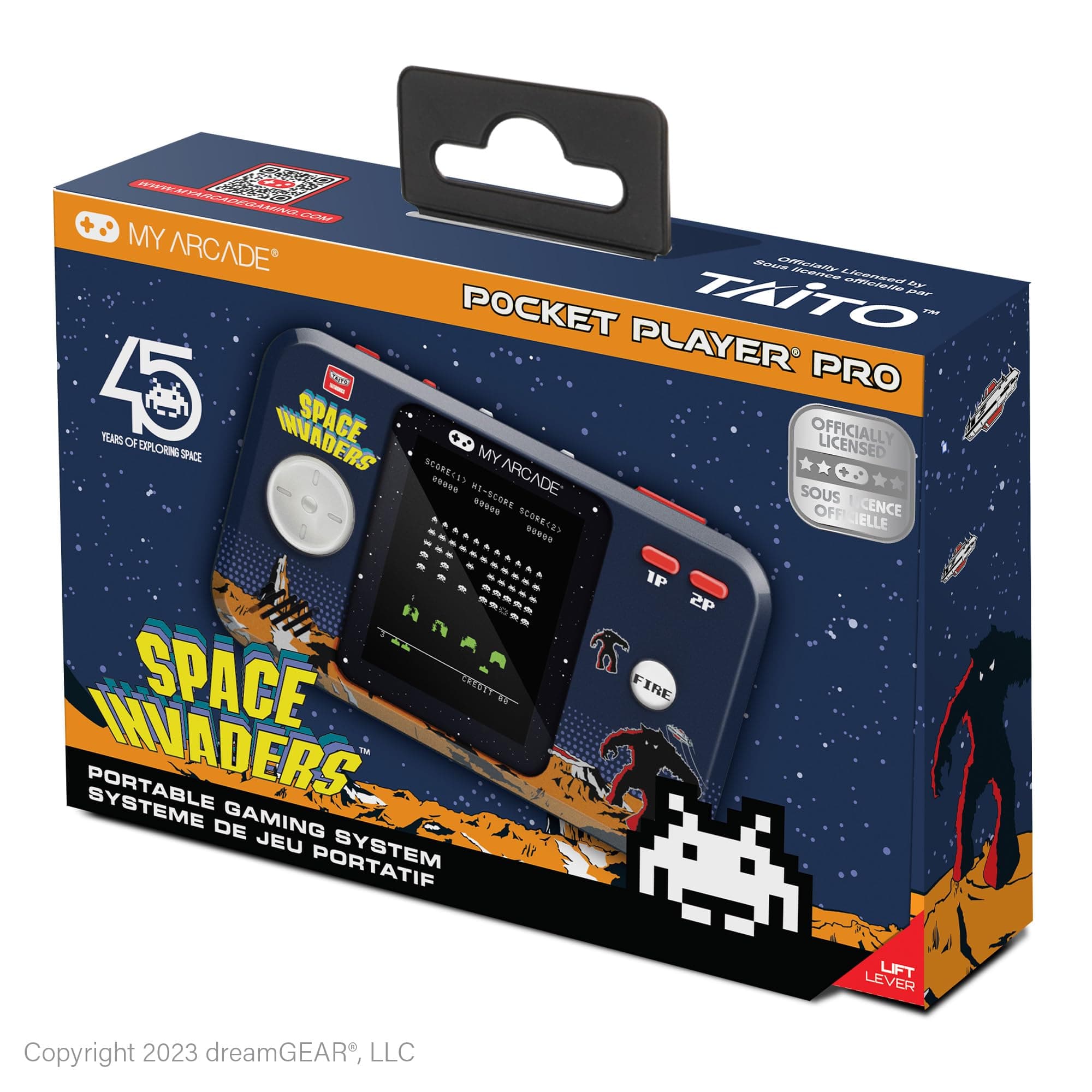 Space Invaders Pocket Player Pro Handheld Portable Gaming System, Black