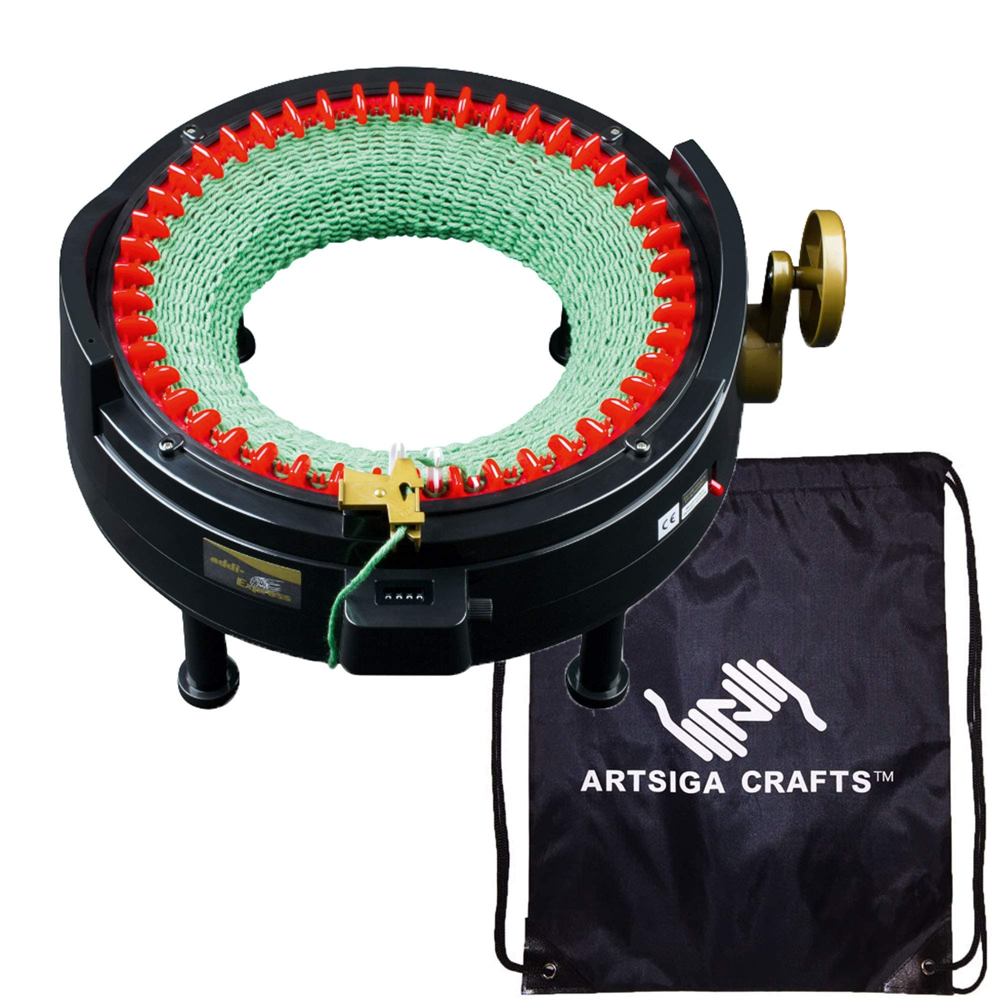 addi Express King Size Knitting Machine Kit includes 46 needles Bundle with 1 Artsiga Crafts Project Bag