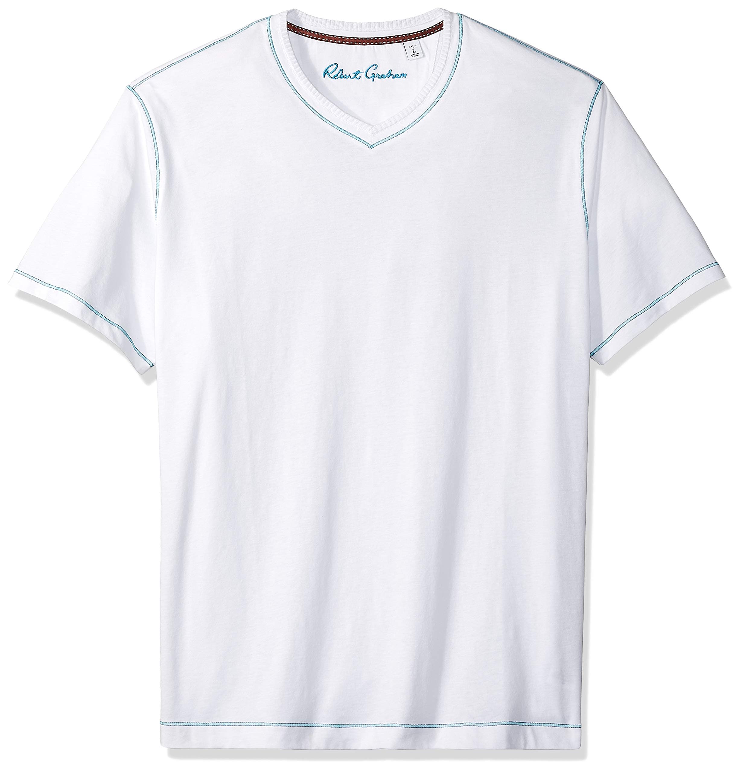Robert GrahamMens Men’s Maxfield Short-Sleeve V-Neck, Pull-on T-Shirt for Men