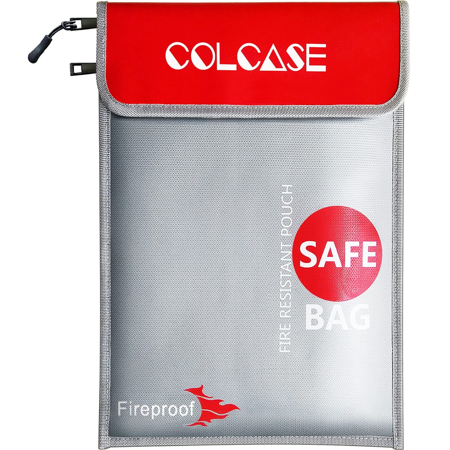 - COLCASE Fireproof Document Bag Upgraded 2 Pockets (2000 ℉) 15 x 11 Inches Silicone Coated Fireproof and Waterproof Bag Safe Storage for Money, Documents, Jewelry and Passport
