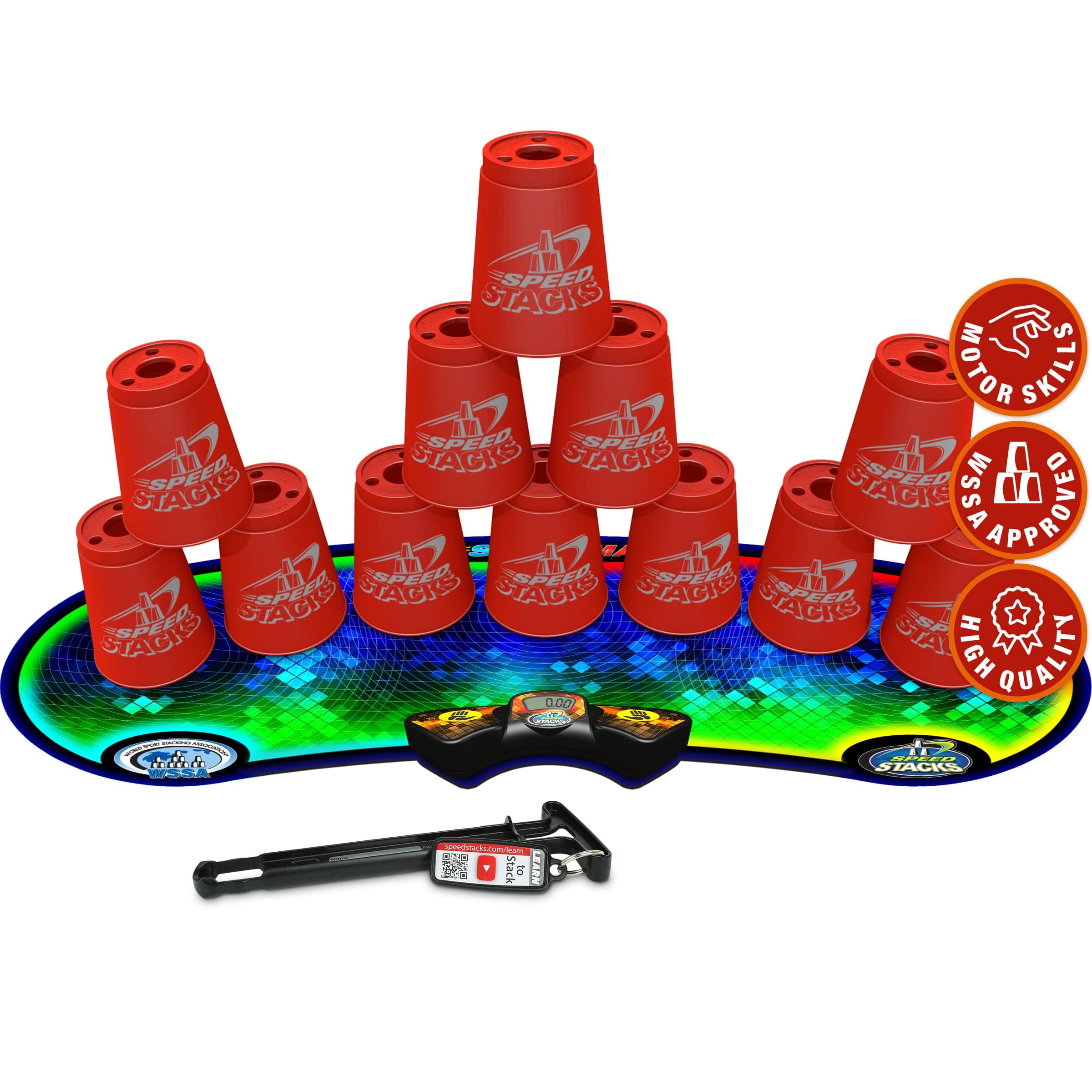Speed Stacks | Sport Stacking Competitor, Red - 12 Cups, Holding Stem, With GX Timer And Mat | WSSA Approved