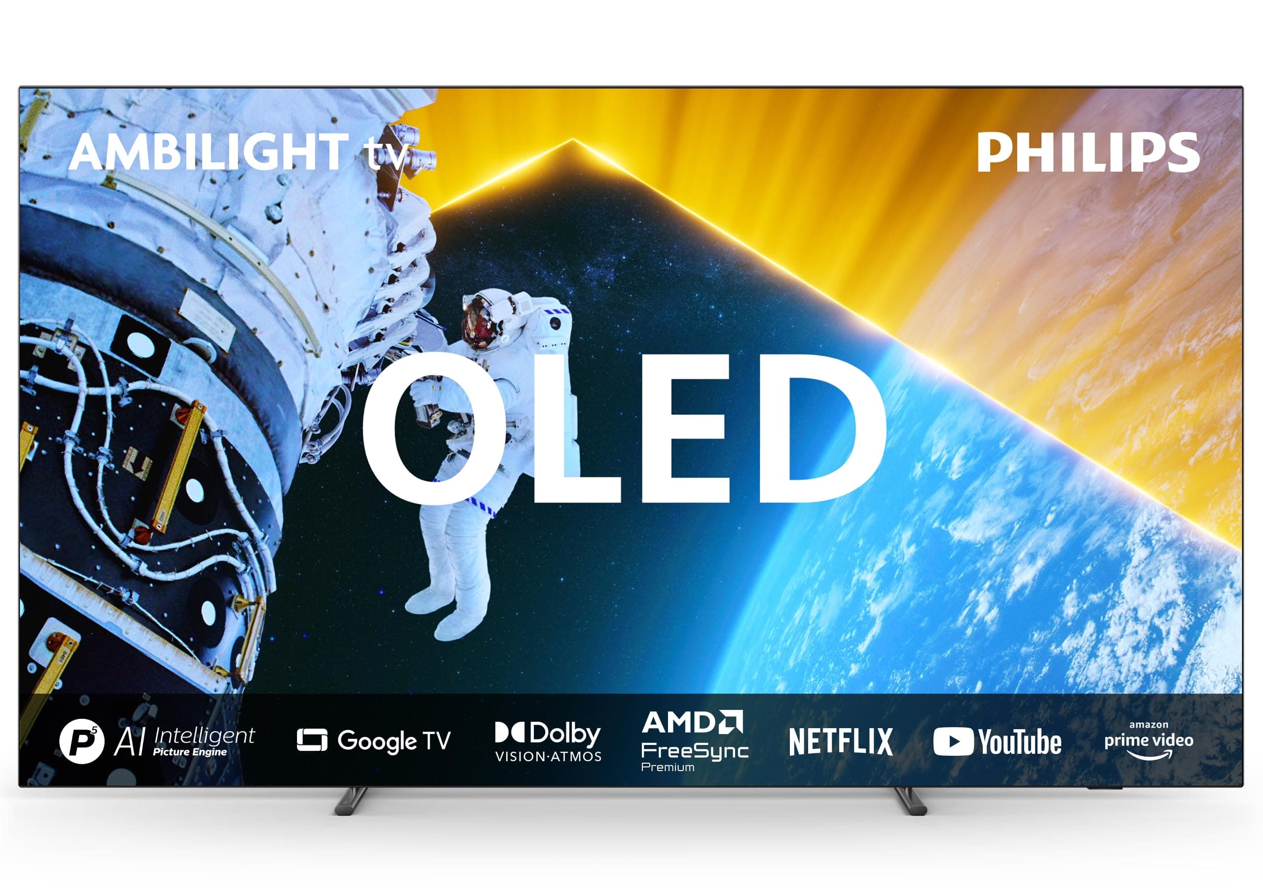 Philips Ambilight 77OLED809 4K OLED Smart TV - 77 Inch Display with P5 AI Perfect Picture Engine Ultra HD, Google TV, Dolby Vision and Dolby Atmos Sound, Works with Alexa and Google Voice - Metal