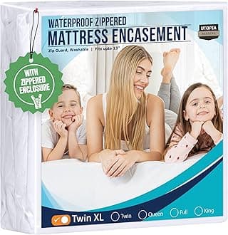 Utopia Bedding Mattress Protector Zippered Twin XL Size, 100% Waterproof Bed Bug and Dust Mite Proof Mattress Encasement, Absorbent 6 Sided Mattress Cover
