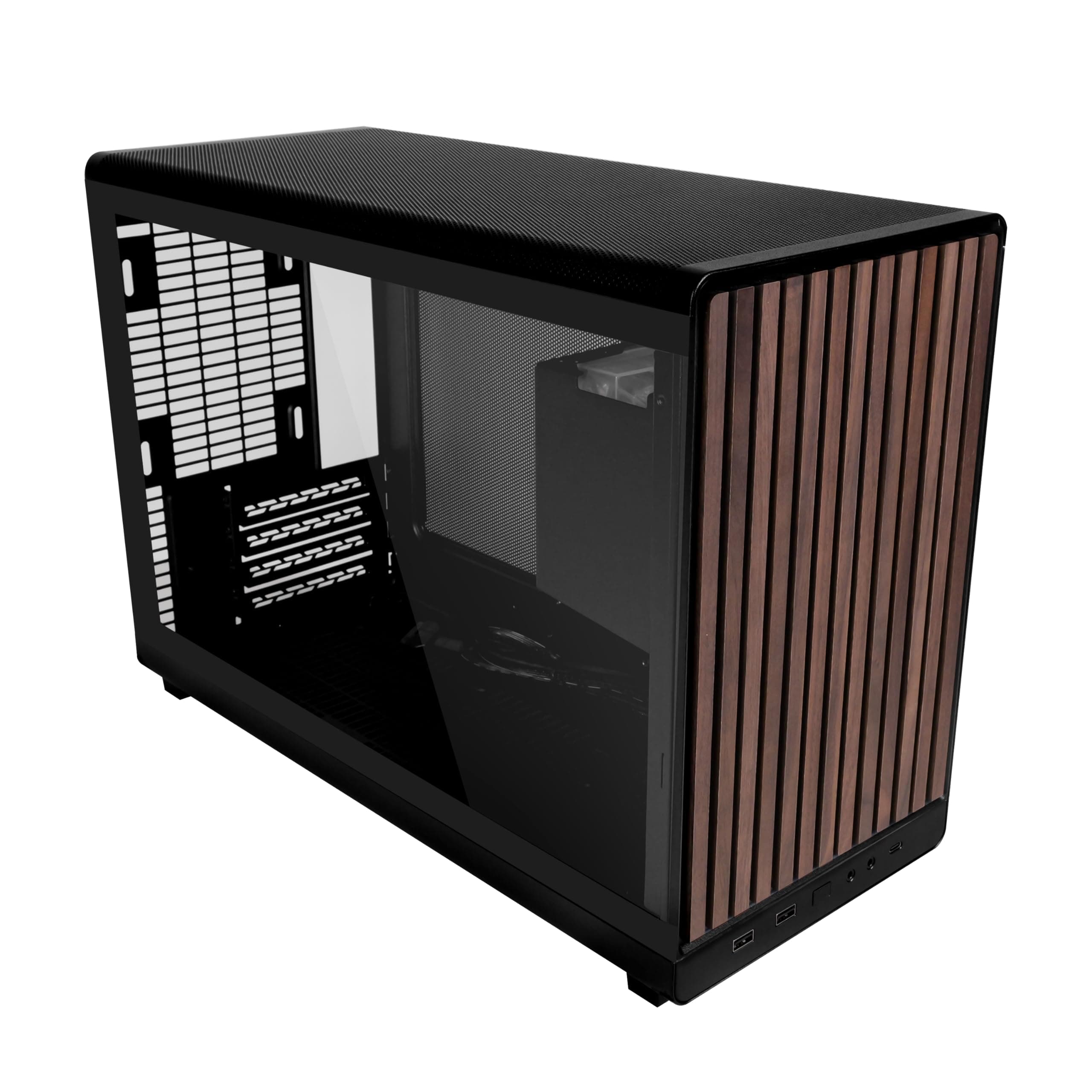 Lian Li A3-26.3L Micro Form Factor Chassis - Wood Front & Side Tempered Glass Panel - Supports 360mm AIO-Modularity Design for M-ATX, ITX Motherboard-DAN Cases Collaboration - Black (A3X-WDG)
