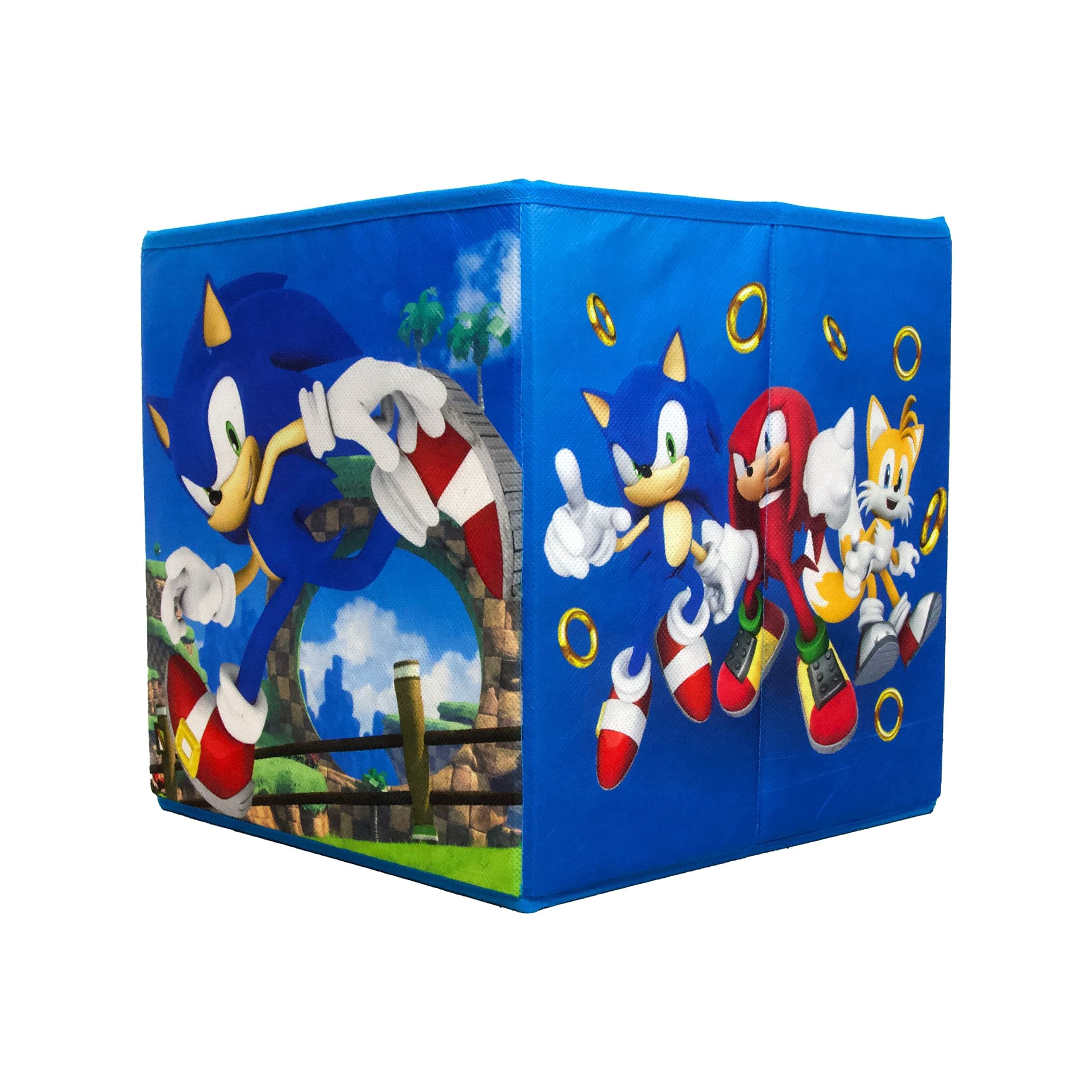 Sonic The Hedgehog Officially Licensed Storage Boxes | 2 pack Foldable Storage Cubes Hoop Design | Perfect For Organising Children's Room, Kids Playroom