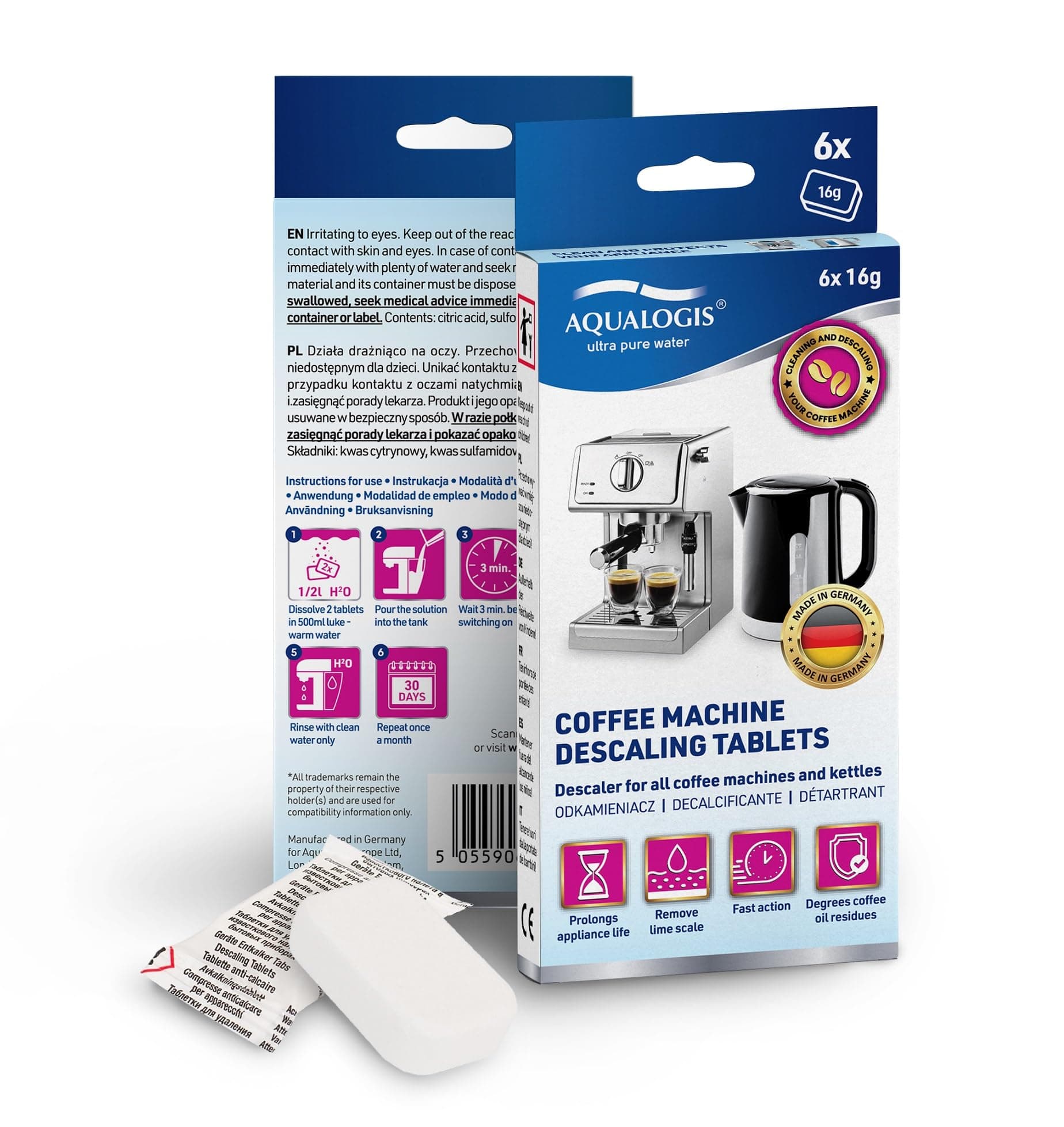 Decalcifier Tablets made For Tassimo Bosch Coffee Pod Capsule Machines (6 Descaling Tablets)