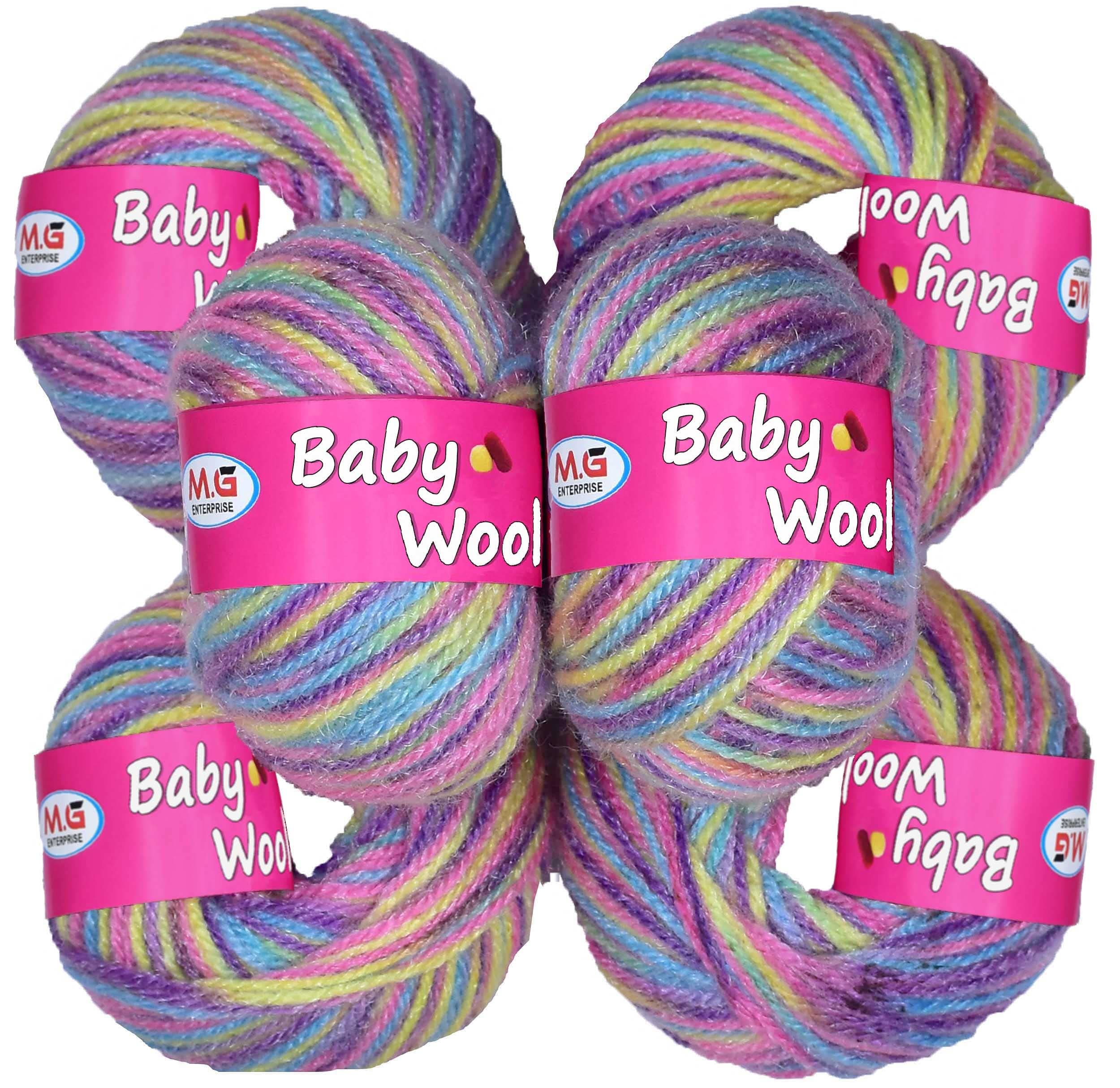 M.G ENTERPRISEPremium Wool 100% Acrylic Wool Multi Chritmas (6 pc) Baby Wool M/G Wool Ball Hand Knitting Wool/Art Craft Soft M/G Crochet Hook Yar GC
