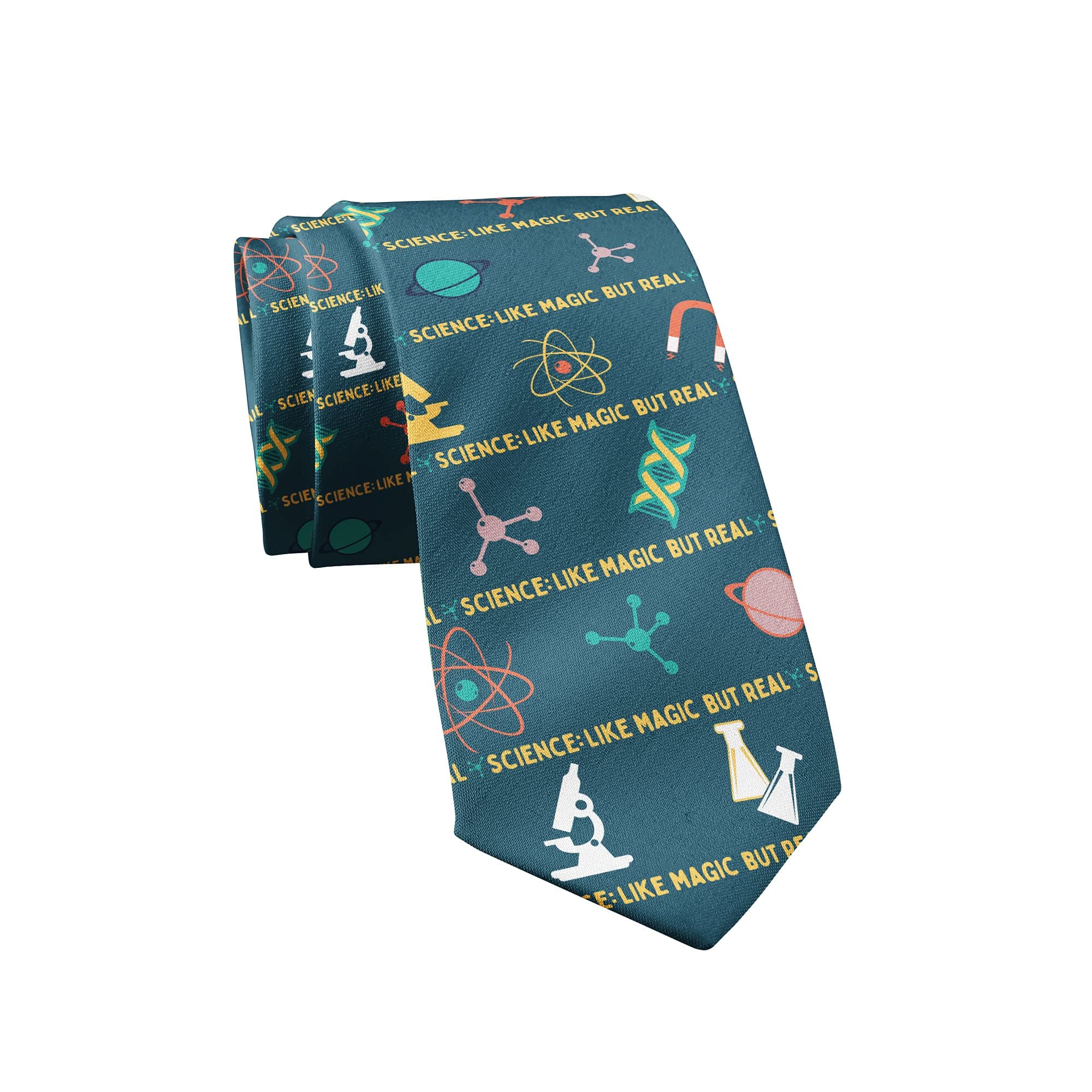 Funny Science Necktie for Men – Science Like Magic But Real Novelty Tie – Nerdy Teacher Accessory for Chemistry Biology and STEM Enthusiasts