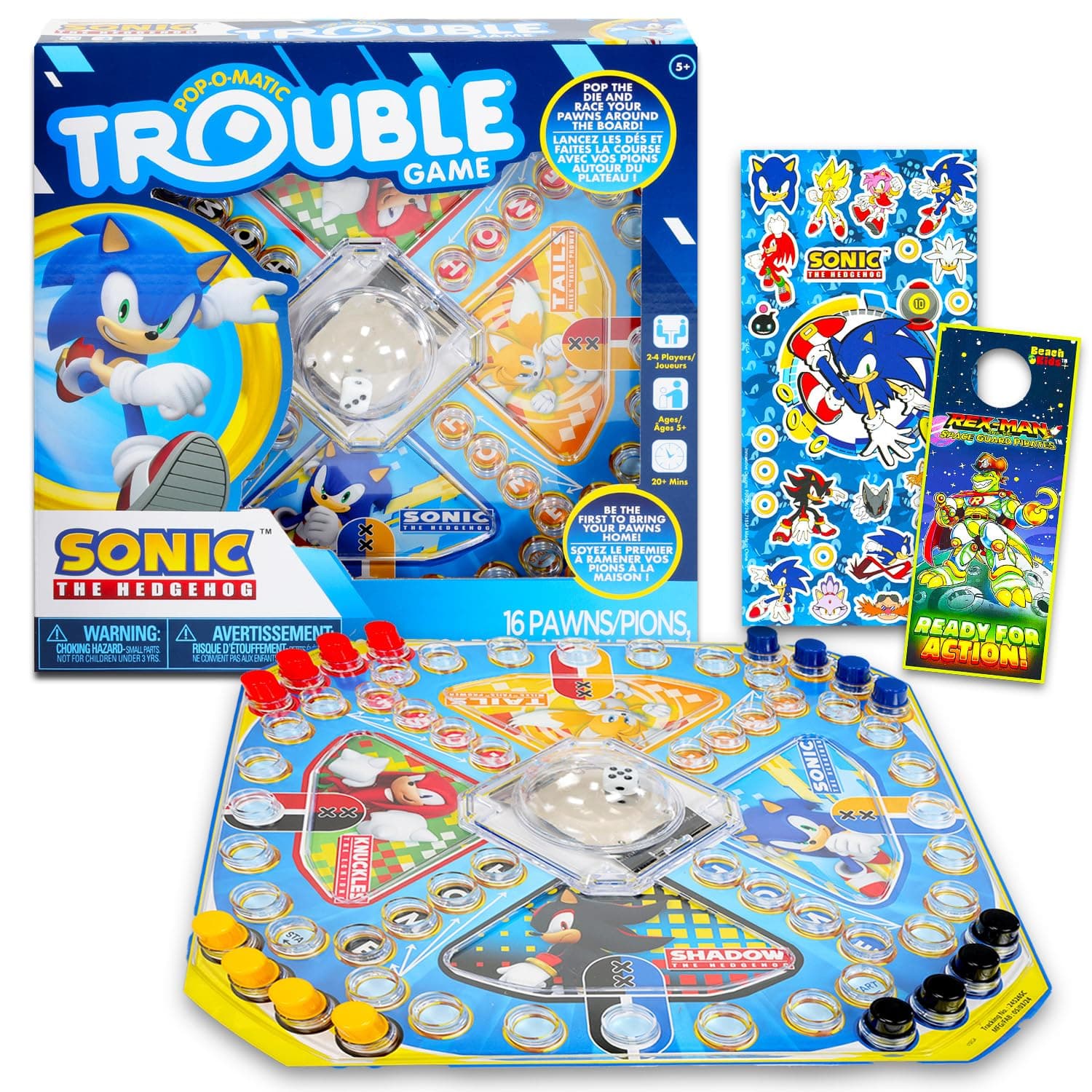 Pop Up Board Game - Bundle with Sonic Board Game for Kids with Pop Up Dice Plus Stickers, More | Sonic the Hedgehog Games for Birthday Party