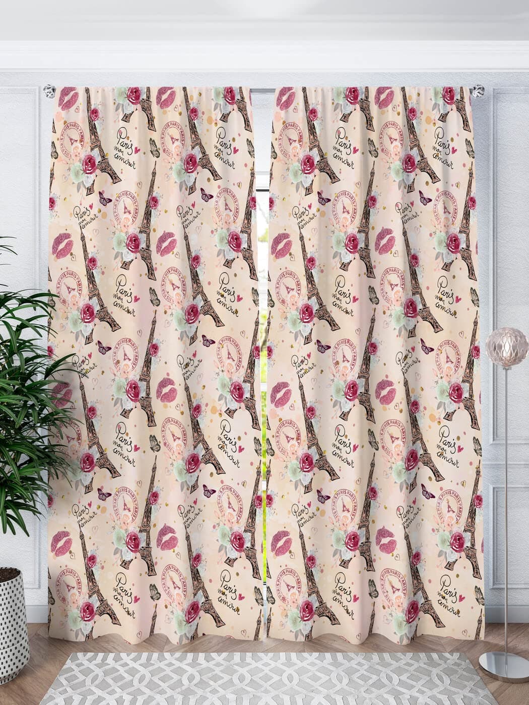 LHD HUB 3D Paris Digital Printed Polyester Fabric Curtains for Bed Room, Living Room Kids Room Color Brown Window/Door/Long Door (D.N.55) (4 x 9 Feet (Size: 48 x 108 Inch) Long Door, 2)