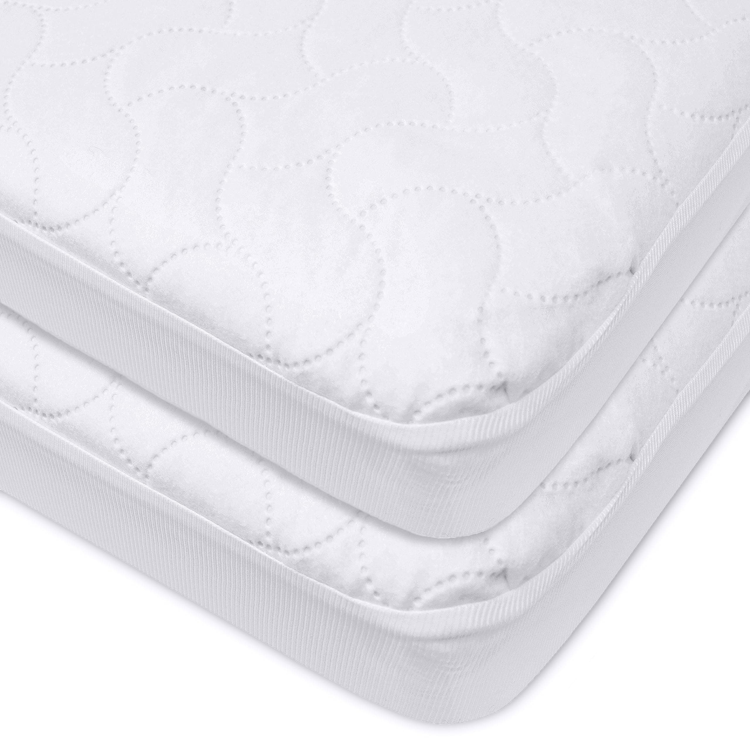 2 Pack Waterproof Fitted Crib Mattress Protector 52" x 28" - Quilted, Noiseless, Soft & Breathable Crib & Toddler Mattress Pad Cover