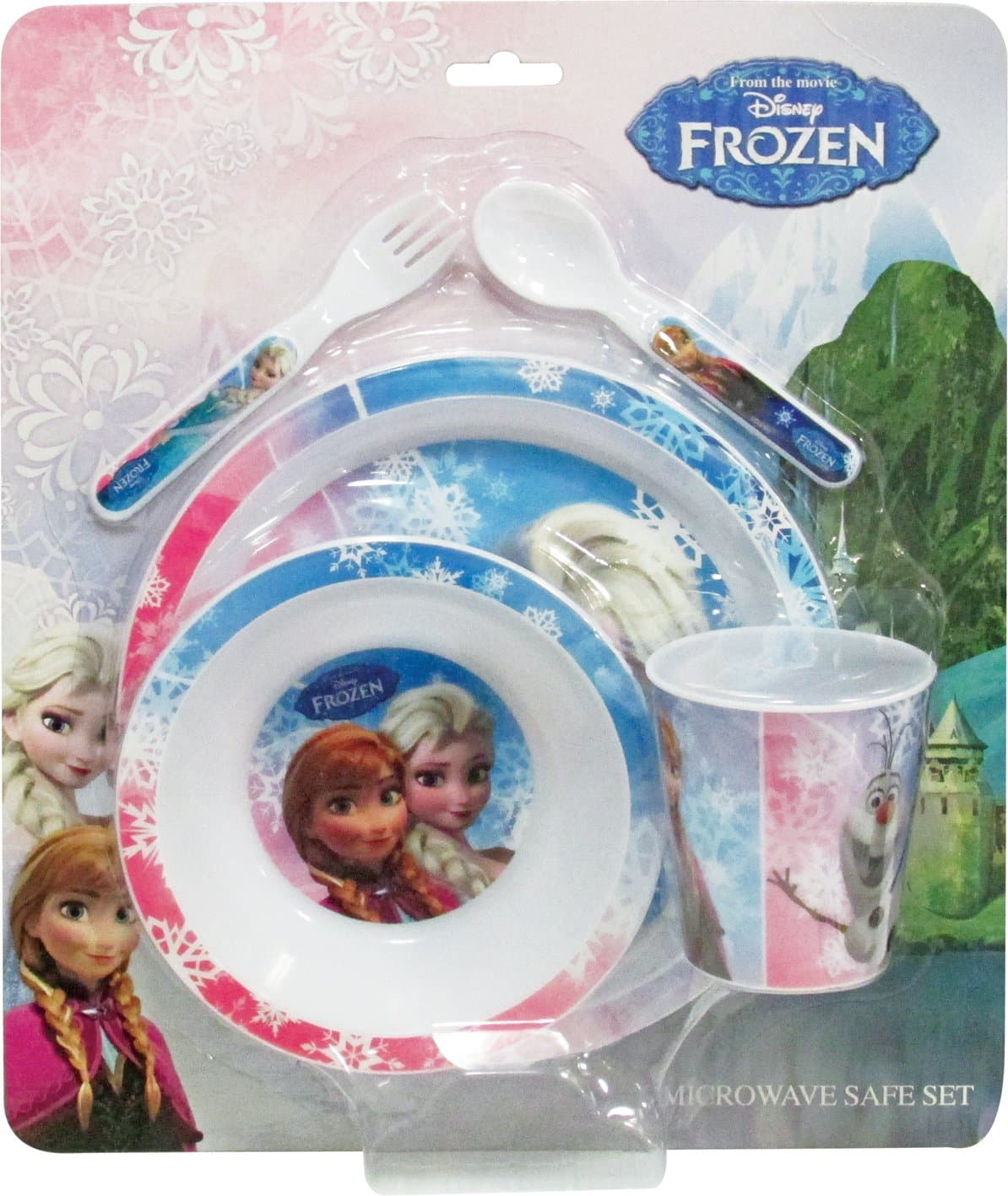 Frozen (5 Piece) Tableware Set Microwavable Plastic - Plate, Bowl, Cup, Cutlery