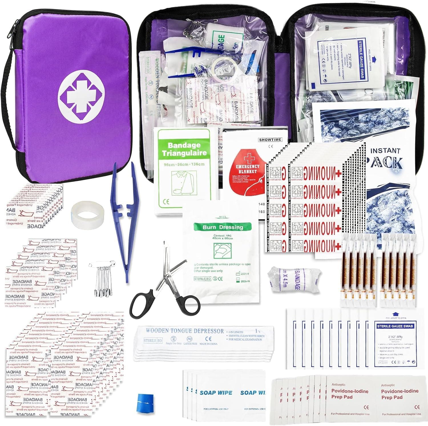 1st Aid Small-Campact First-Aid Kit-Refill Supplies-Basic Emergency-Essentials - 300PCS Home Essentials Emergency Accident Kits for Businesses Workplace Outside Travel Purple