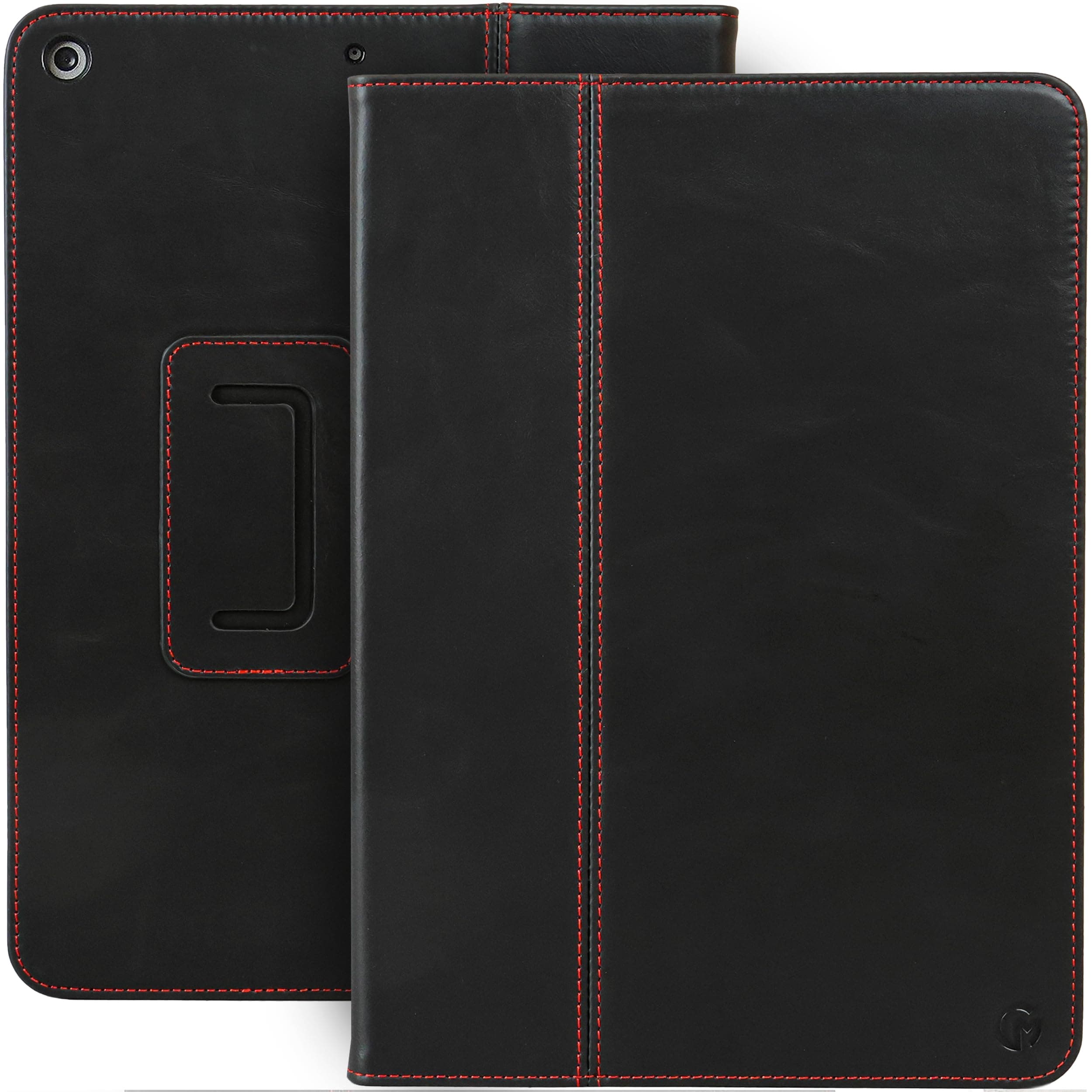 Casemade Real Leather Case Compatible with iPad 9.7” 5th/6th Gen (2017/2018) - Full-Grain Leather Cover, Auto Sleep/Wake, Dual Stand Position (Black)