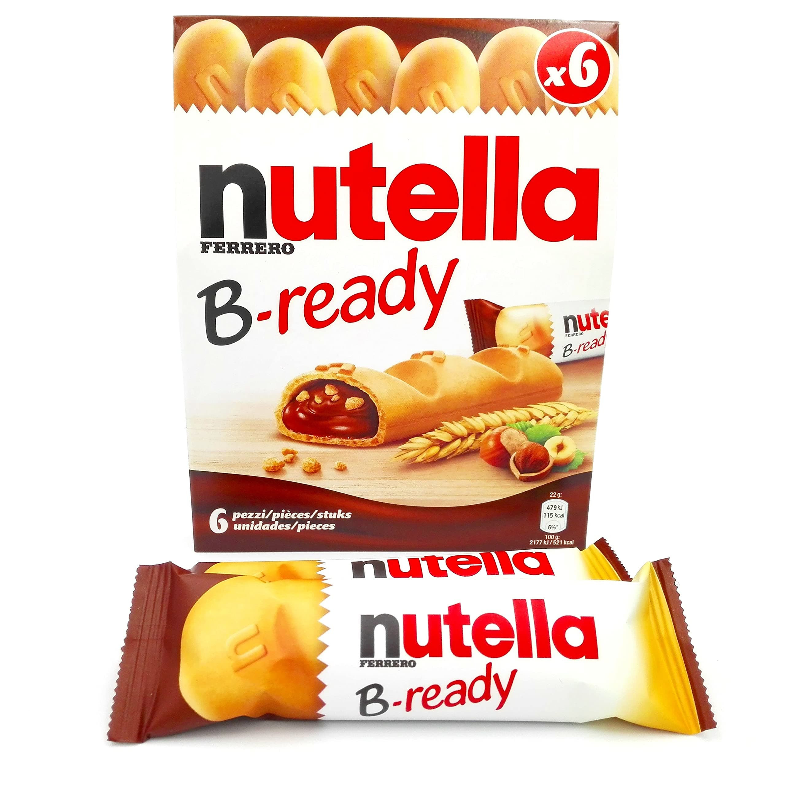 Nutella B-Ready Pack of 6 Bars Plus 1 Free Bar (Pack of 7) - Taste with Crispy Wafer Bars Filled with Nutella Spread and Puffed Wheat Crisps(1pk), 5.4322 Ounce