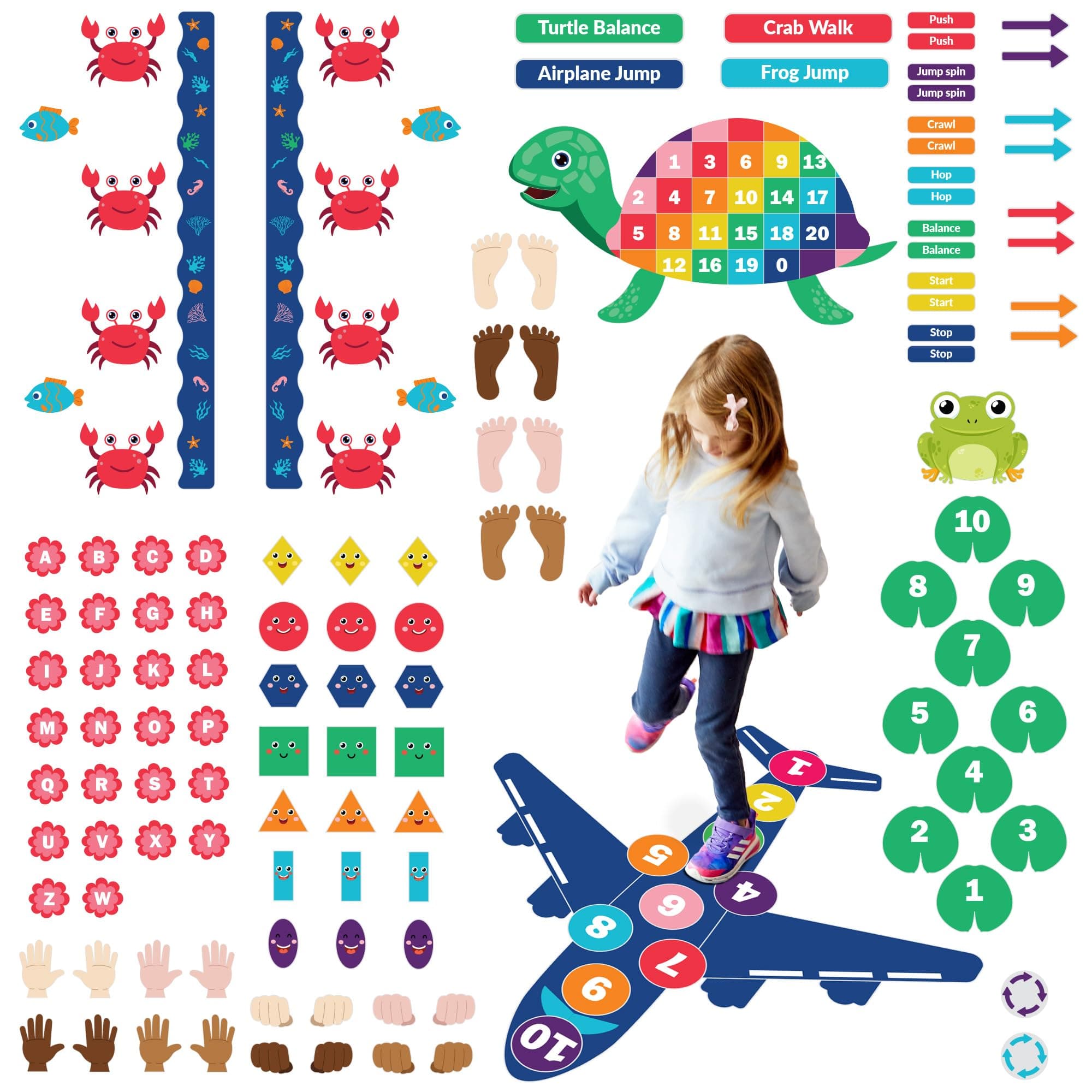 ODOXIA Sensory Path Decals for Floor & Wall | 173 Educational and Interactive Stickers for Kids | Sensory Walk Decals | Sensory Stimulation Decals | Floor Decals