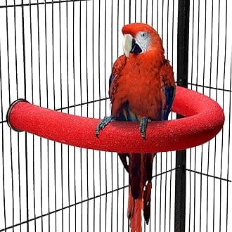 U Shape Parrot Perch Stand Pet Toy Bird Platform Sand Paw Grinding Clean Stick Cage Exercise Conure Budgie Cockatiel Accessories (Red Large)
